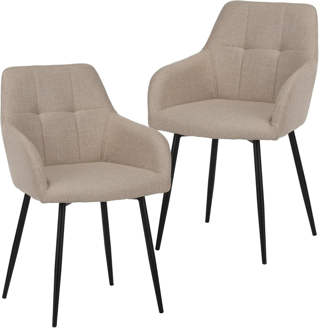 QIHAI Modern Dining Chairs Set of 2,Comfortable Upholstered Chairs for Living Room, Dining Room, and Bedroom,Beige QIHAI