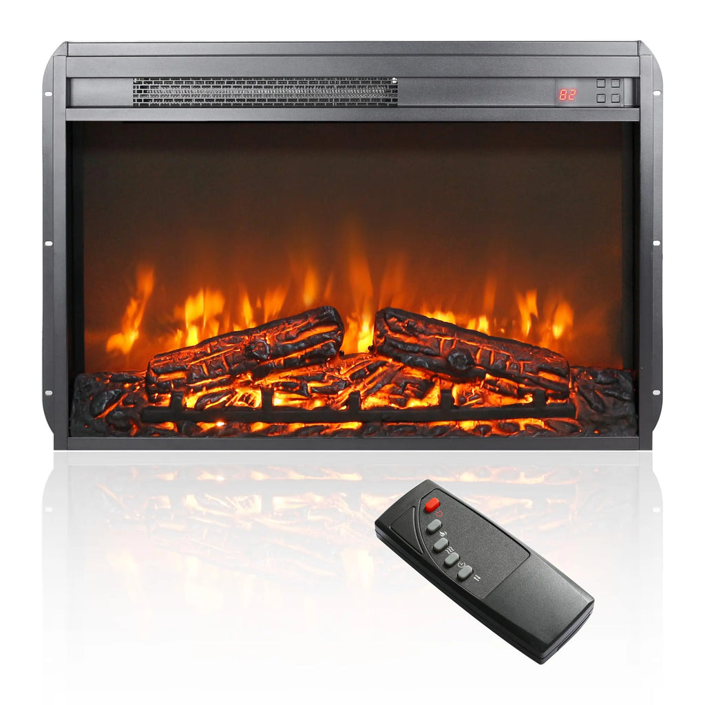 18 inch Electric Fireplace Insert, Ultra Thin Heater with Log Set & Realistic Flame, Overheating Protection (18 INCH) QIHAI