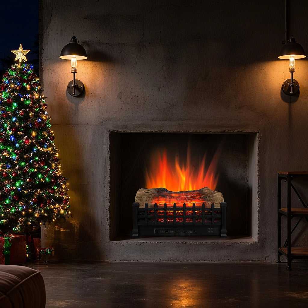 20 Inch Electric Fireplace 3D Log Set Insert Free Standing Heater | Indoor Use, Free Standing, 3D Log Set, Electric Powered, Insert Design