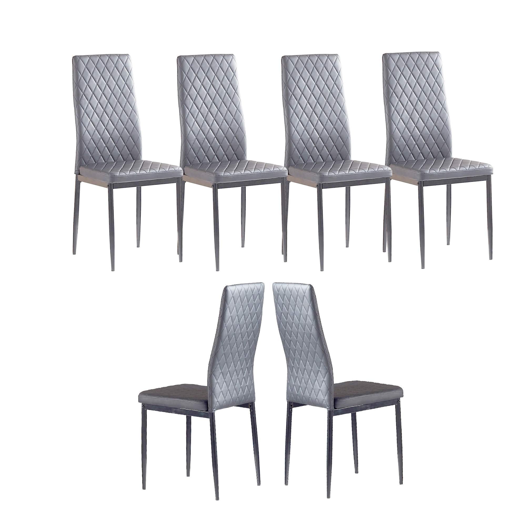 Dining Chairs Set of 4, Dining Chairs with Cushions, PU Leather Upholstered Kitchen Dining Room Chairs with Metal Legs for Dining Living Room (White, 4 PCS)