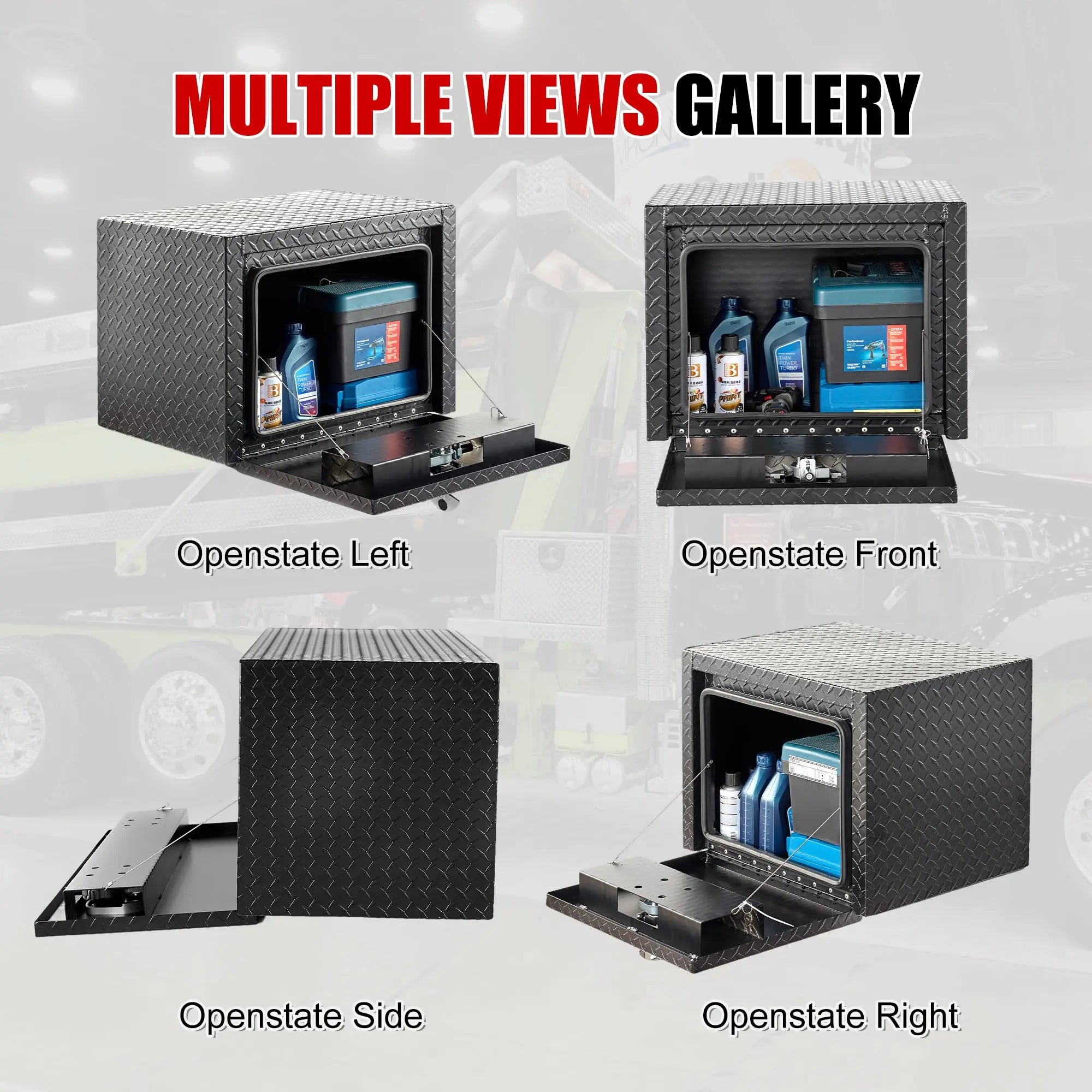 QIHAI Truck Bed Toolboxes,36 inch Aluminum Underbody Truck Tool Box Heavy Duty Underbed Toolbox Tool Storage Organizer Chest Waterproof Diamond Thread Plate Ideal for Pickup Truck ATV RV Trailer QIHAI