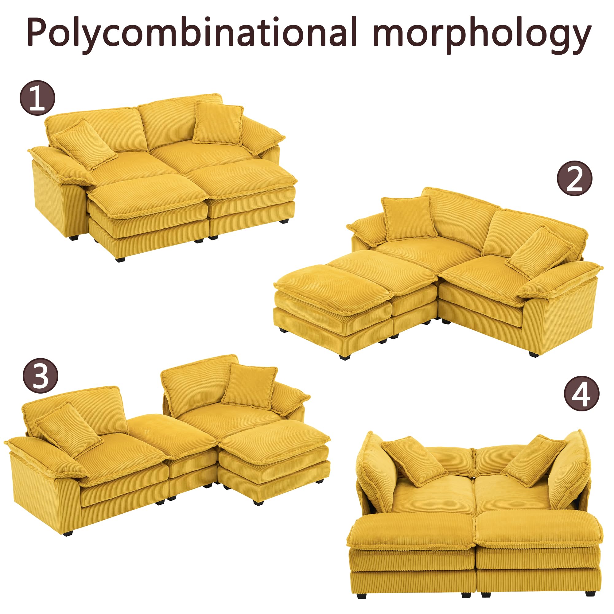 Modular Sectional Sofa,Comfortable Cloud Sofa,Modern Style Sofa,Suitable for Use in The Living Room (Gray)