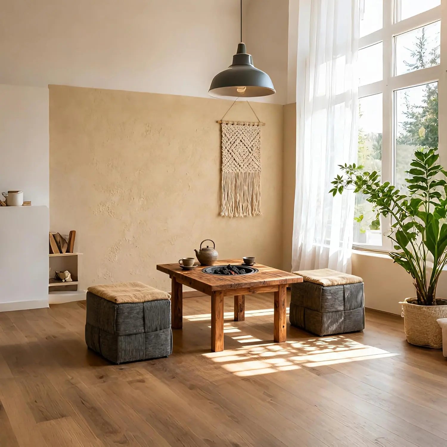 QIHAI Ottoman Foot Rest Soft and Comfortable Ottoman,Square Corduroy Woven Design Sofa Stool (Brown) QIHAI