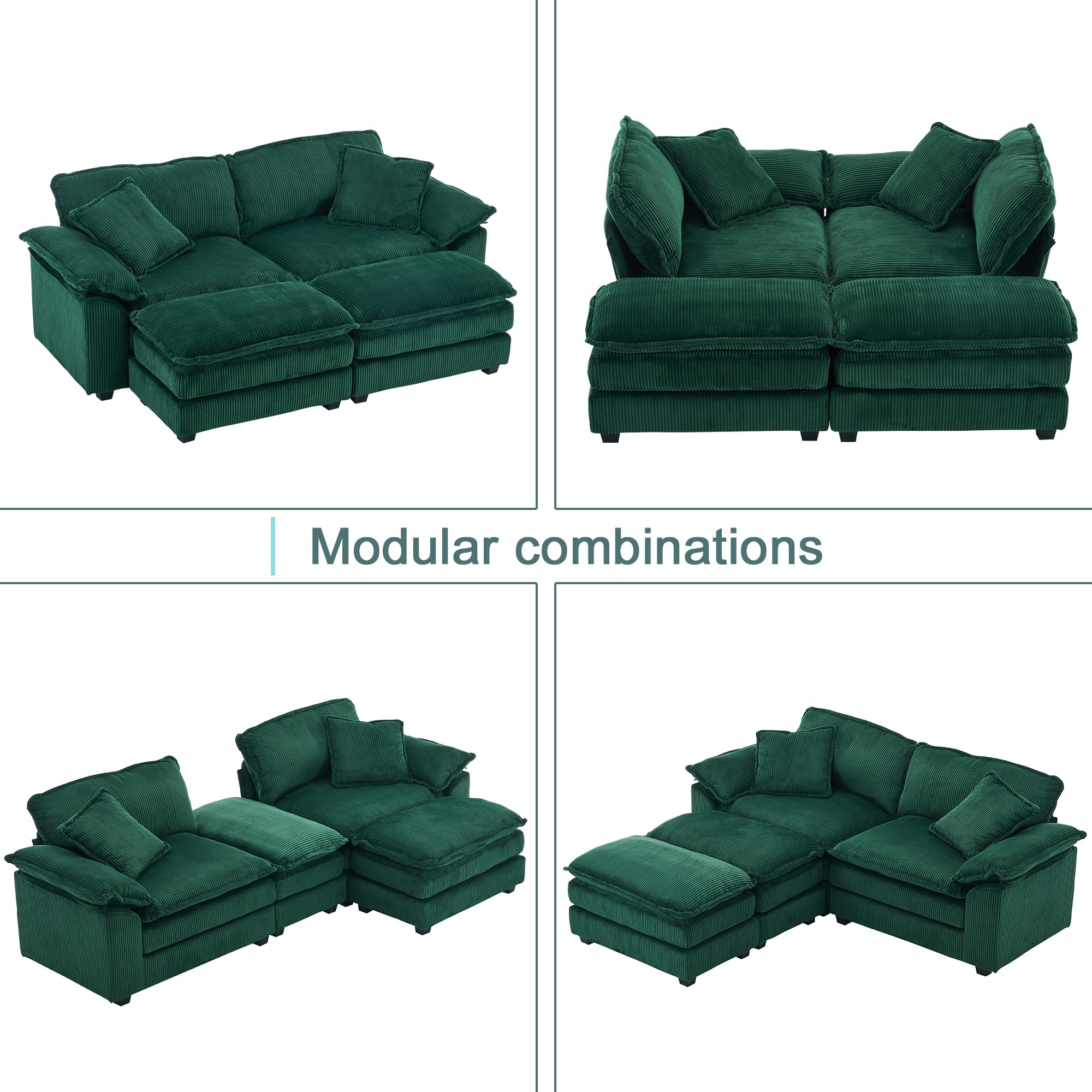Modular Sectional Sofa,Comfortable Cloud Sofa,Modern Style Sofa,Suitable for Use in The Living Room (Gray)