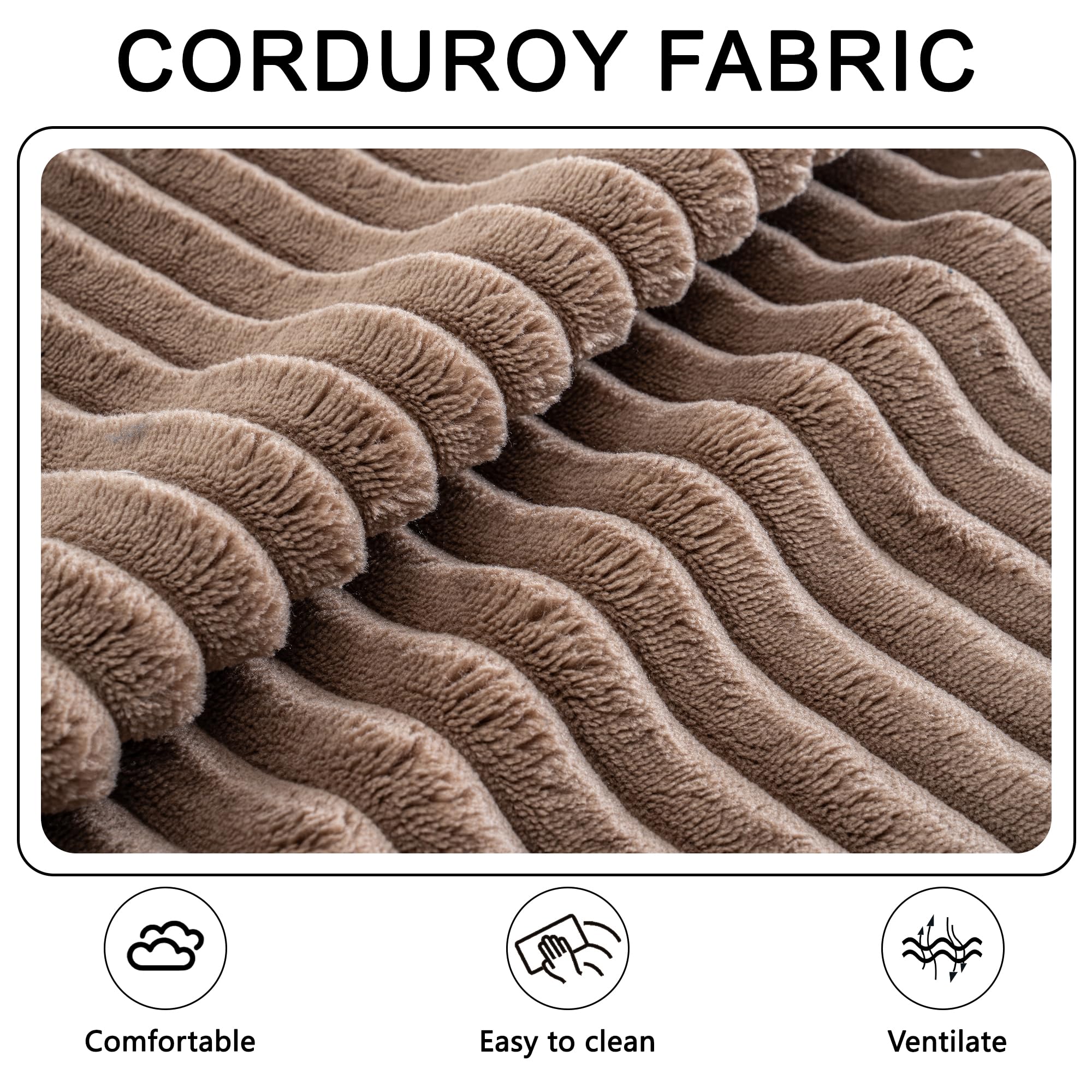 Living Room Wide Armchair Sofa, Modern Modular Recliner Sofa, L-Shaped Cloud Sofa, No Assembly Required, Corduroy Fabric, Soft and Comfortable (Foam + Gray + Corduroy + 3 Seat)