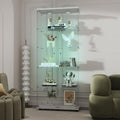 Glass Display Case with Lights,Tempered Glass Curio Cabinets with Glass Doors and Lock,Glass Display Cabinet for Bedroom, Living Room,Kitchen (White, 2 Door-5 Tier)