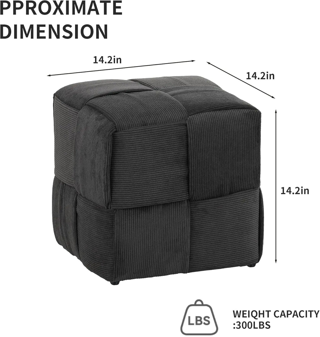 QIHAI Ottoman Foot Rest Soft and Comfortable Ottoman,Square Corduroy Woven Design Sofa Stool (Brown) QIHAI