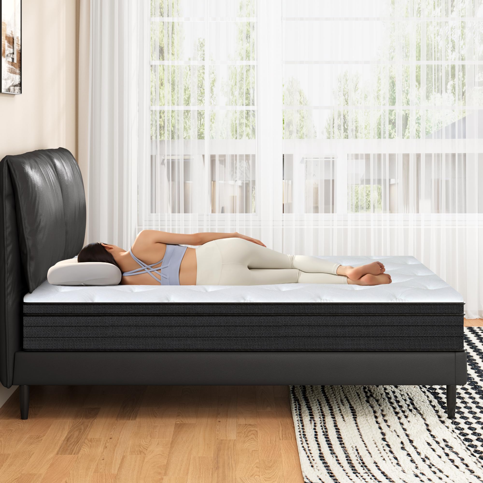 Queen 8 inch Mixed Mattress, Spring Mattress in Independent Packaging Bag, Breathable and Comfortable, Decompression, Including Gel Memory Foam, Suitable for Various bedsteads (8 Inch, Queen)