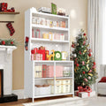 73'' Tall Kitchen Pantry Cabinet, 6 Level Flip Door with Pegboard Metal Pantry Storage Cabinet, Anti-Tip Design Hutch for Kitchen, Dining Room, Living Room,Grey QIHAI