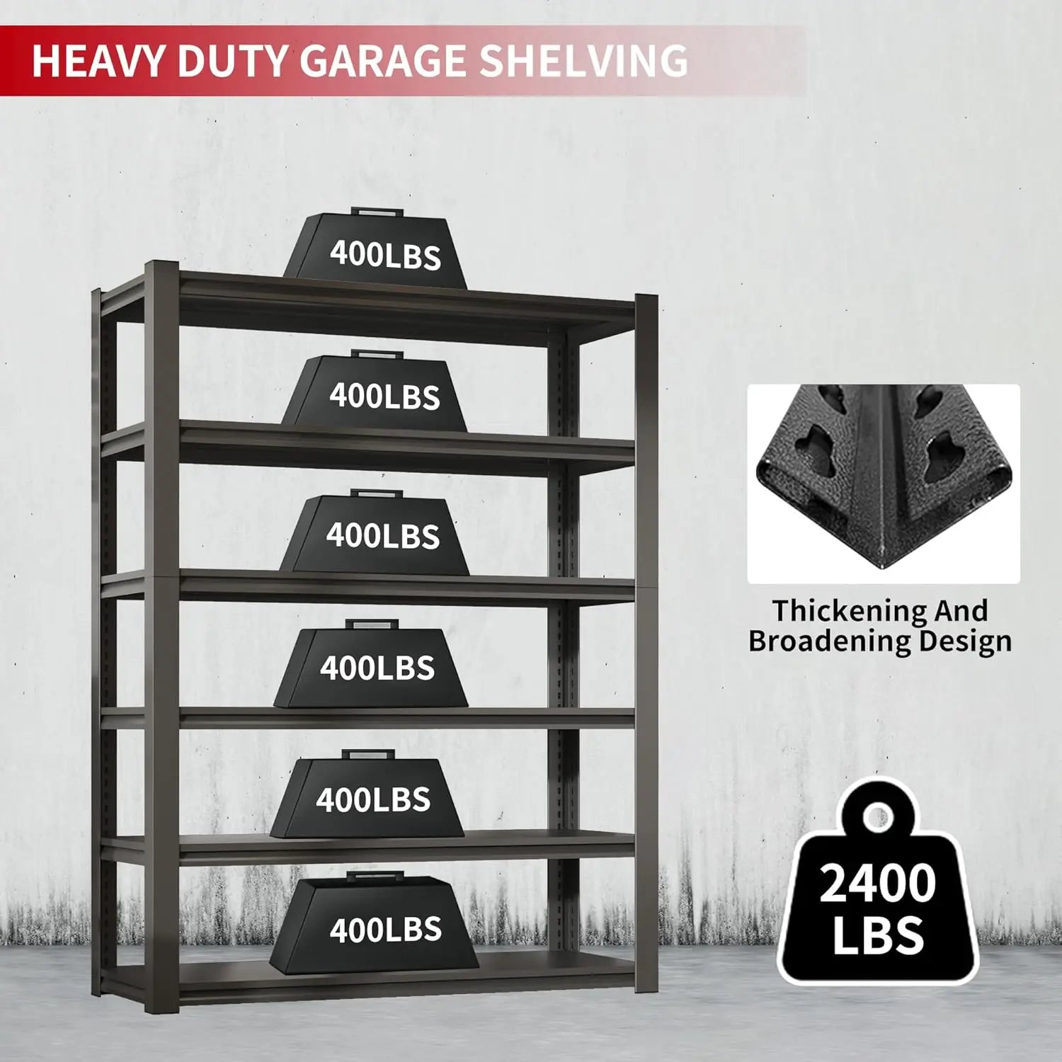 QIHAI 5 Tier Metal Shelves for Storage Garage Shelving 2000LBS Heavy Duty Storage Shelves Adjustable Garage Shelf Industrial Shelving Unit Storage Utility Rack,35.4" W*15.7" D*72" H,Black QIHAI