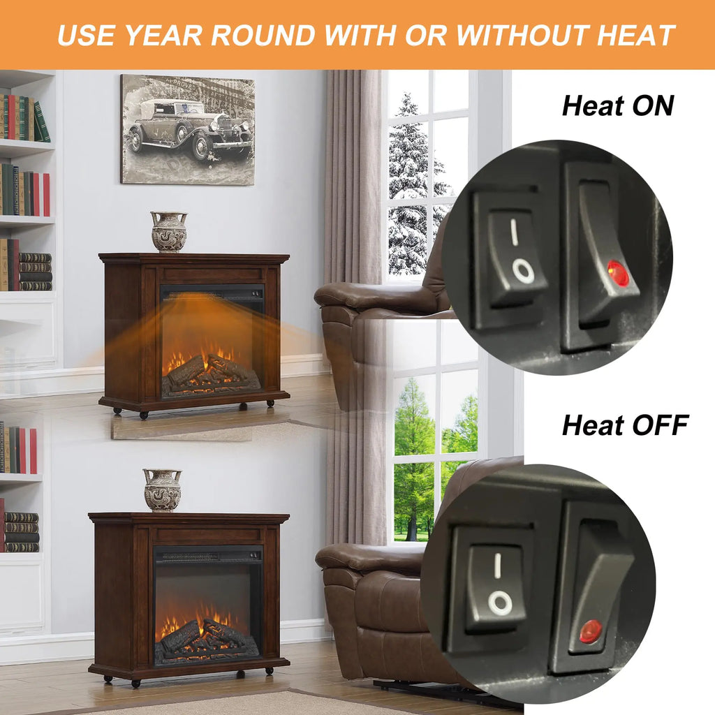 18 inch Electric Fireplace Insert, Ultra Thin Heater with Log Set & Realistic Flame, Overheating Protection (18 INCH) QIHAI