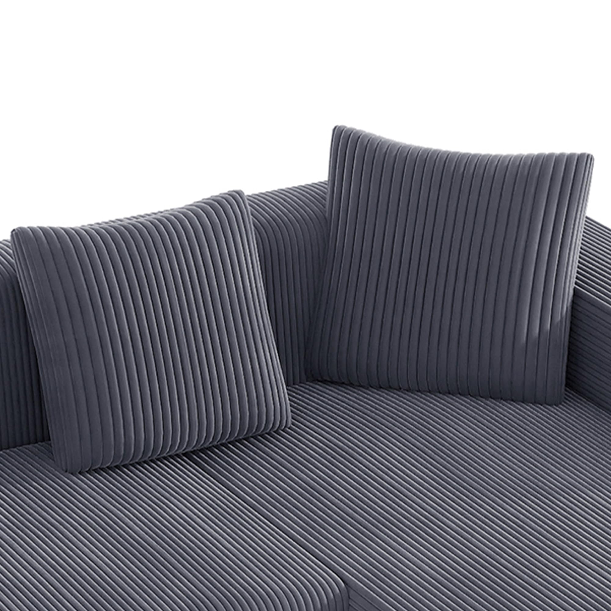 102.7" Corduroy Sectional Couch, Boneless L Shaped Couch with Deep Seat, Cloud Foam Sofa with Chaise, Sectional Sofa No Assembly Needed for Living Room and Bedroom (Black + Corduroy + 3 Seat + Foam)