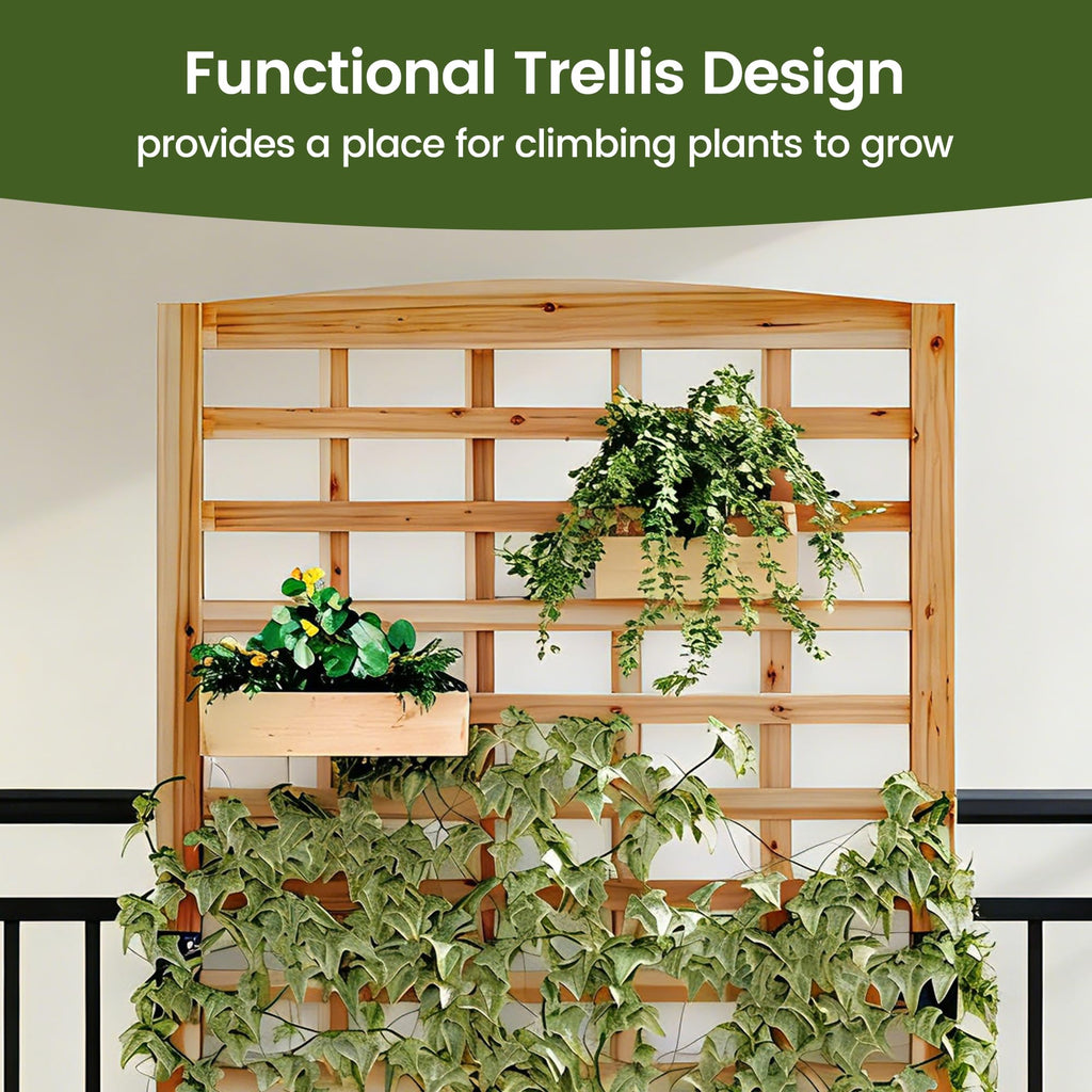 Wooden Raised Garden Bed with Trellis, Outdoor Free-Standing Trellis Planter, Standing Elevated Planter Box for Vegetables,Flowers, Fruits (35.4" L x 15.7" W x 59.4" H)