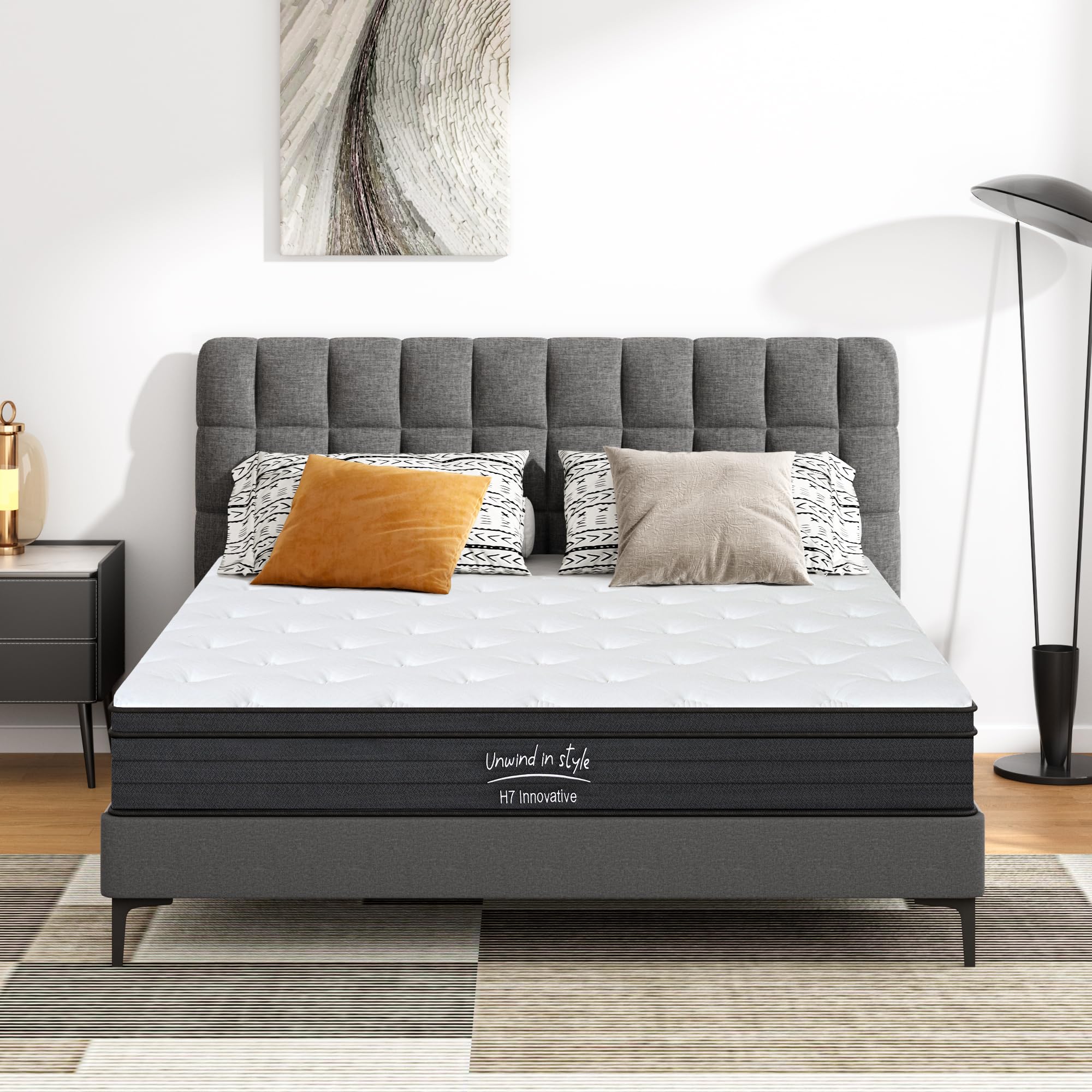 Queen 8 inch Mixed Mattress, Spring Mattress in Independent Packaging Bag, Breathable and Comfortable, Decompression, Including Gel Memory Foam, Suitable for Various bedsteads (8 Inch, Queen)
