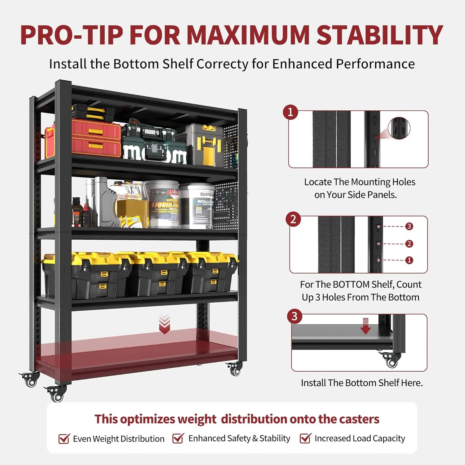 QIHAI 5 Tier Metal Shelves for Storage Garage Shelving 2000LBS Heavy Duty Storage Shelves Adjustable Garage Shelf Industrial Shelving Unit Storage Utility Rack,35.4" W*15.7" D*72" H,Black QIHAI