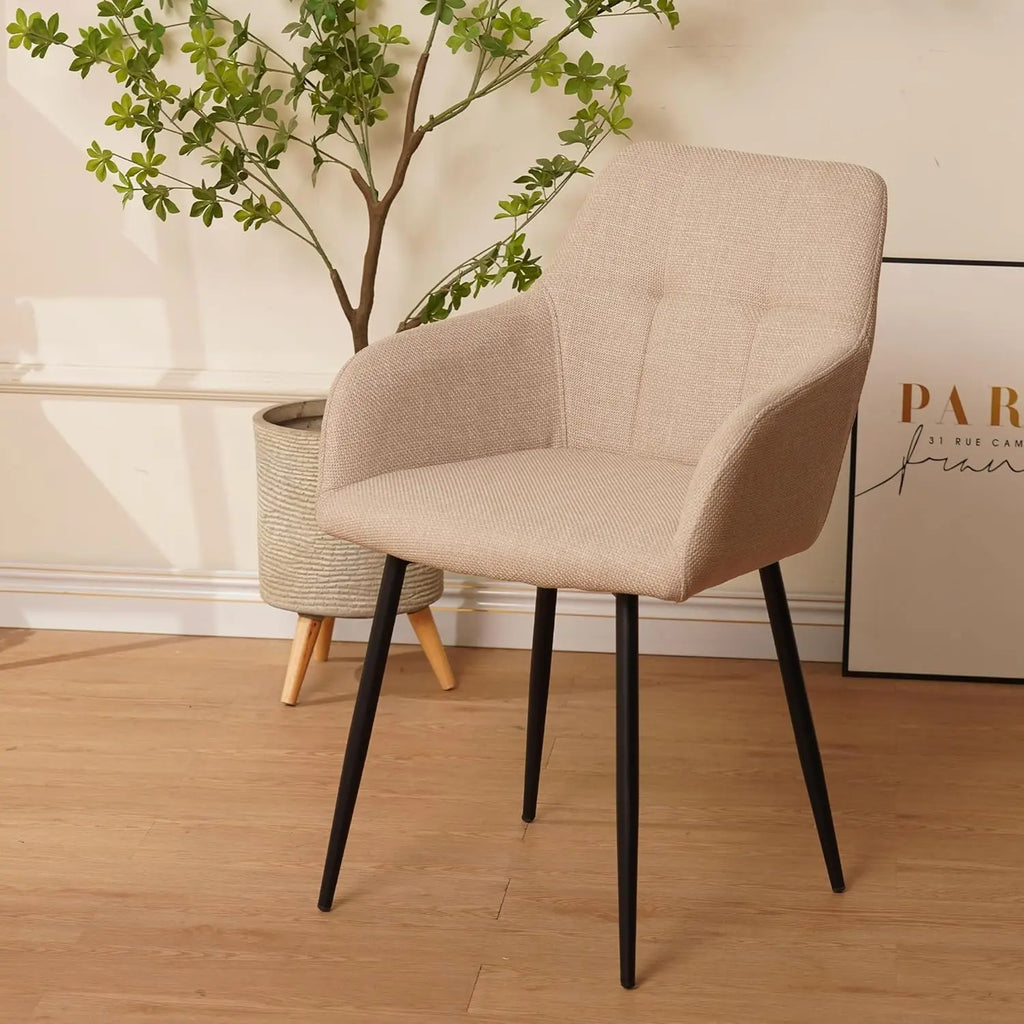 QIHAI Modern Dining Chairs Set of 2,Comfortable Upholstered Chairs for Living Room, Dining Room, and Bedroom,Beige QIHAI