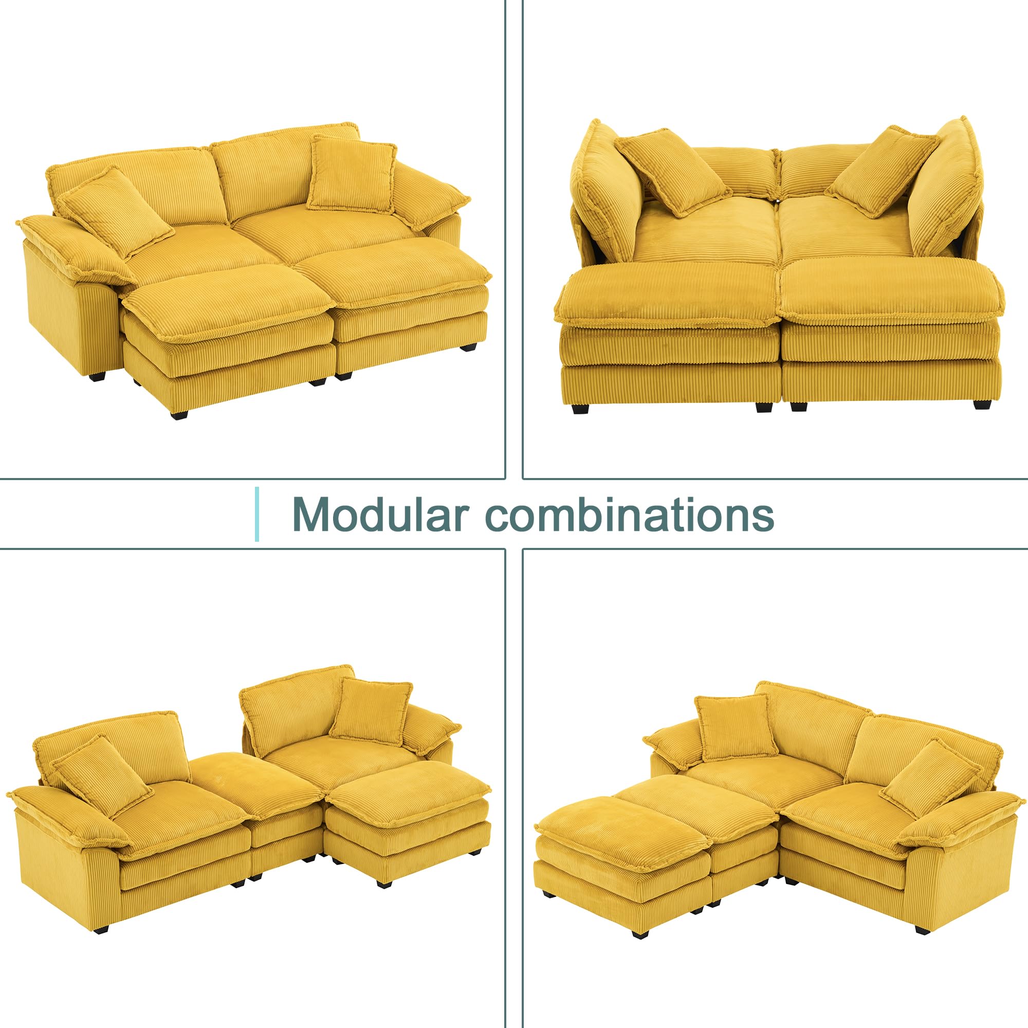 Modular Sectional Sofa,Comfortable Cloud Sofa,Modern Style Sofa,Suitable for Use in The Living Room (Gray)
