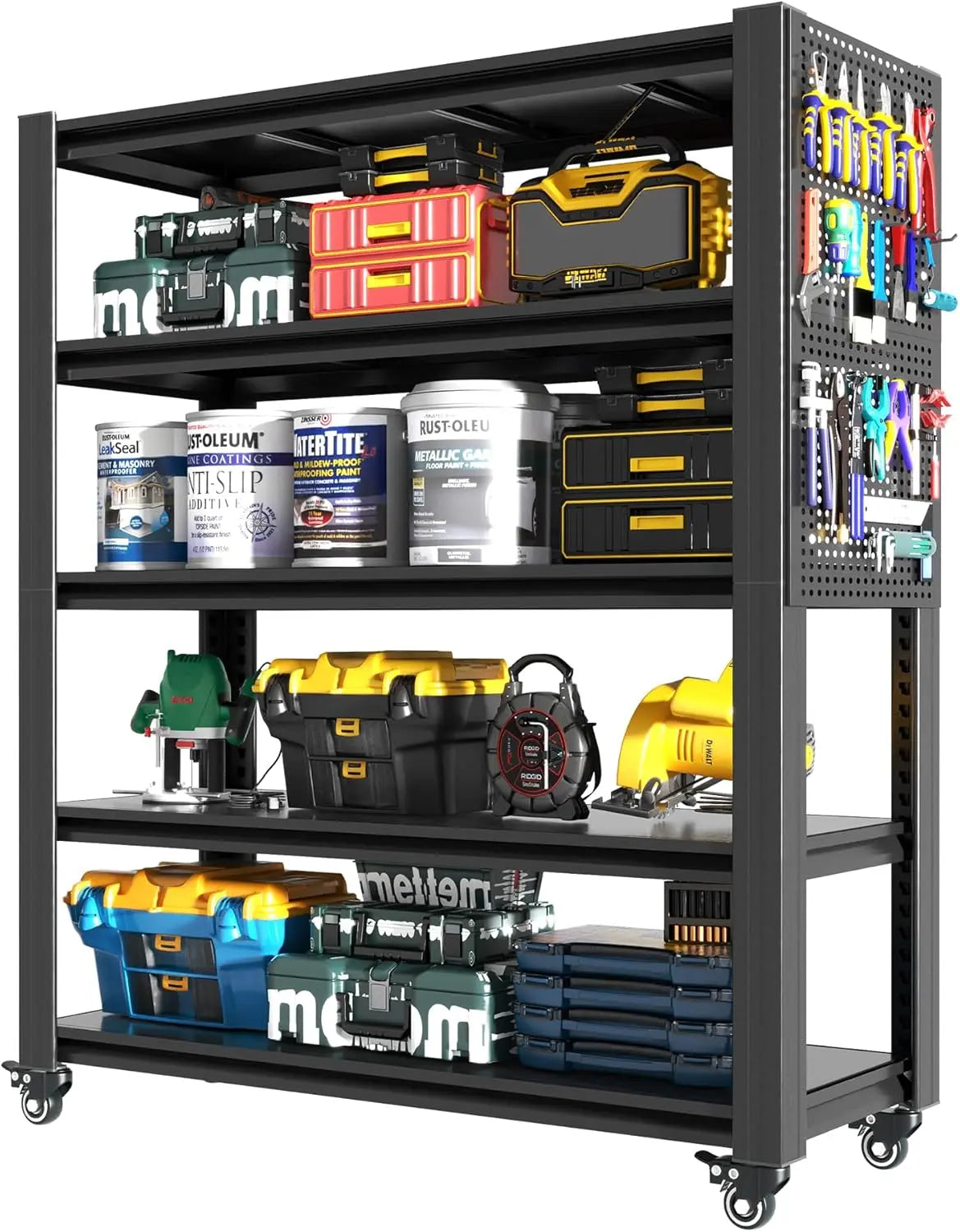 QIHAI 5 Tier Metal Shelves for Storage Garage Shelving 2000LBS Heavy Duty Storage Shelves Adjustable Garage Shelf Industrial Shelving Unit Storage Utility Rack,35.4" W*15.7" D*72" H,Black QIHAI