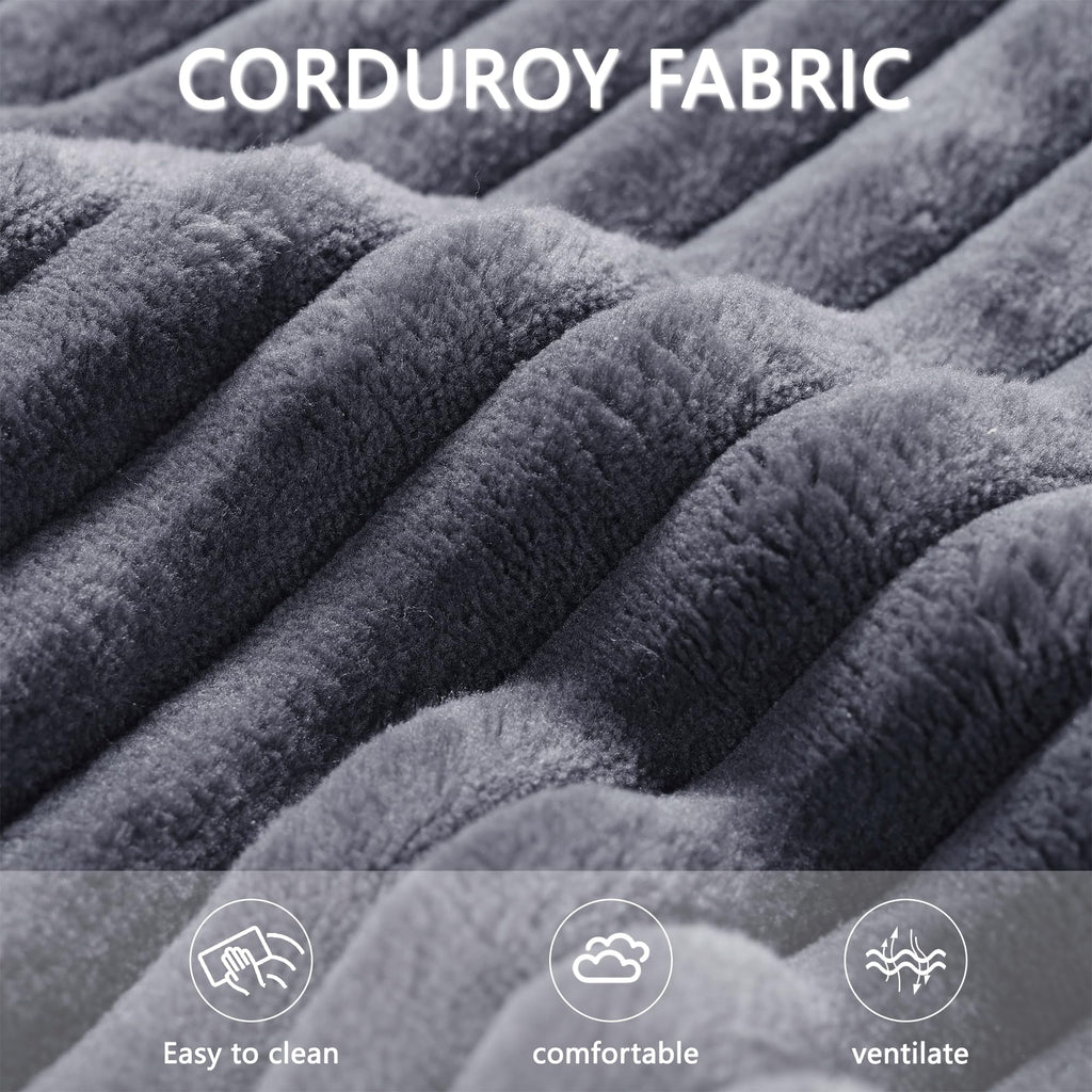 102.7" Corduroy Sectional Couch, Boneless L Shaped Couch with Deep Seat, Cloud Foam Sofa with Chaise, Sectional Sofa No Assembly Needed for Living Room and Bedroom (Black + Corduroy + 3 Seat + Foam)