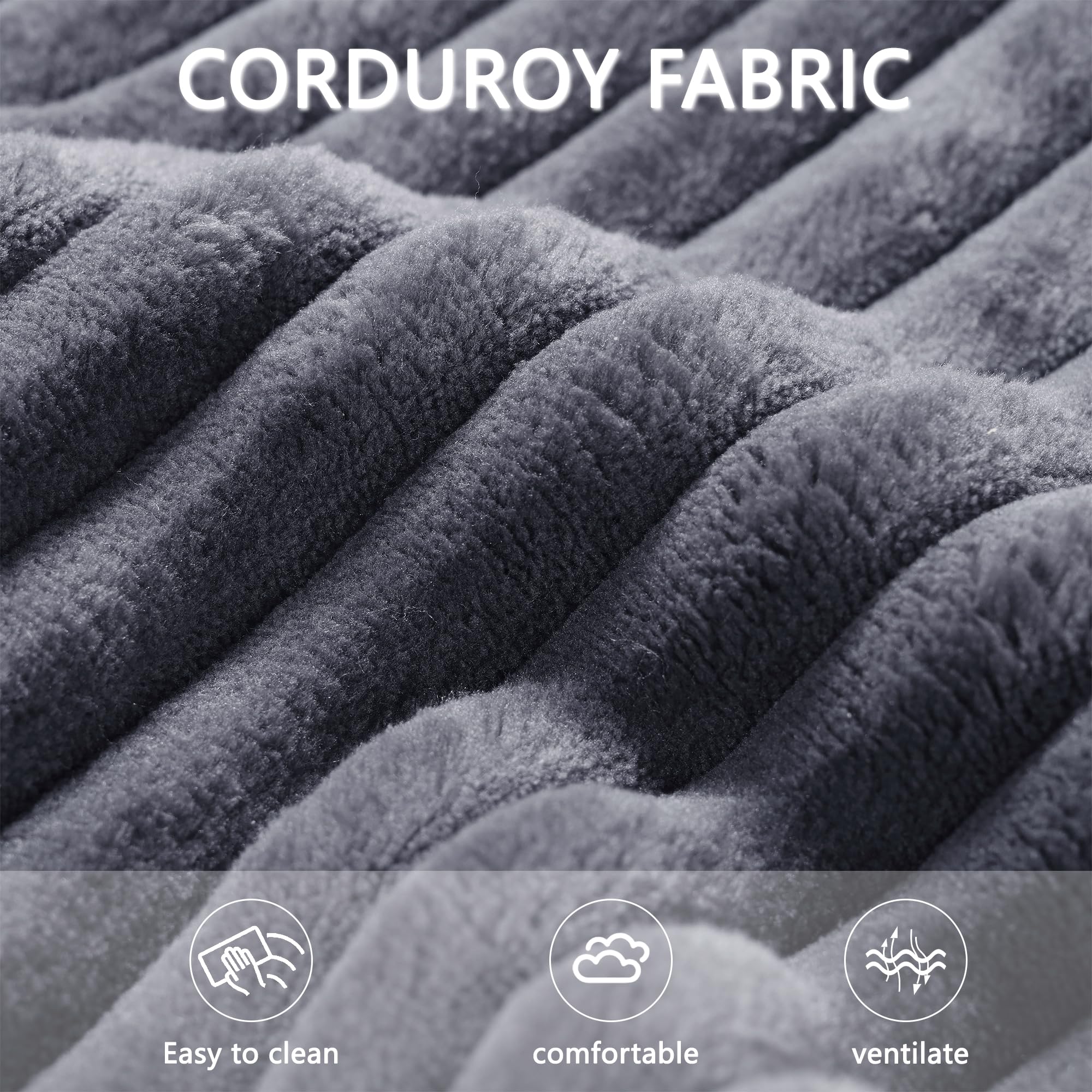 102.7" Corduroy Sectional Couch, Boneless L Shaped Couch with Deep Seat, Cloud Foam Sofa with Chaise, Sectional Sofa No Assembly Needed for Living Room and Bedroom (Black + Corduroy + 3 Seat + Foam)