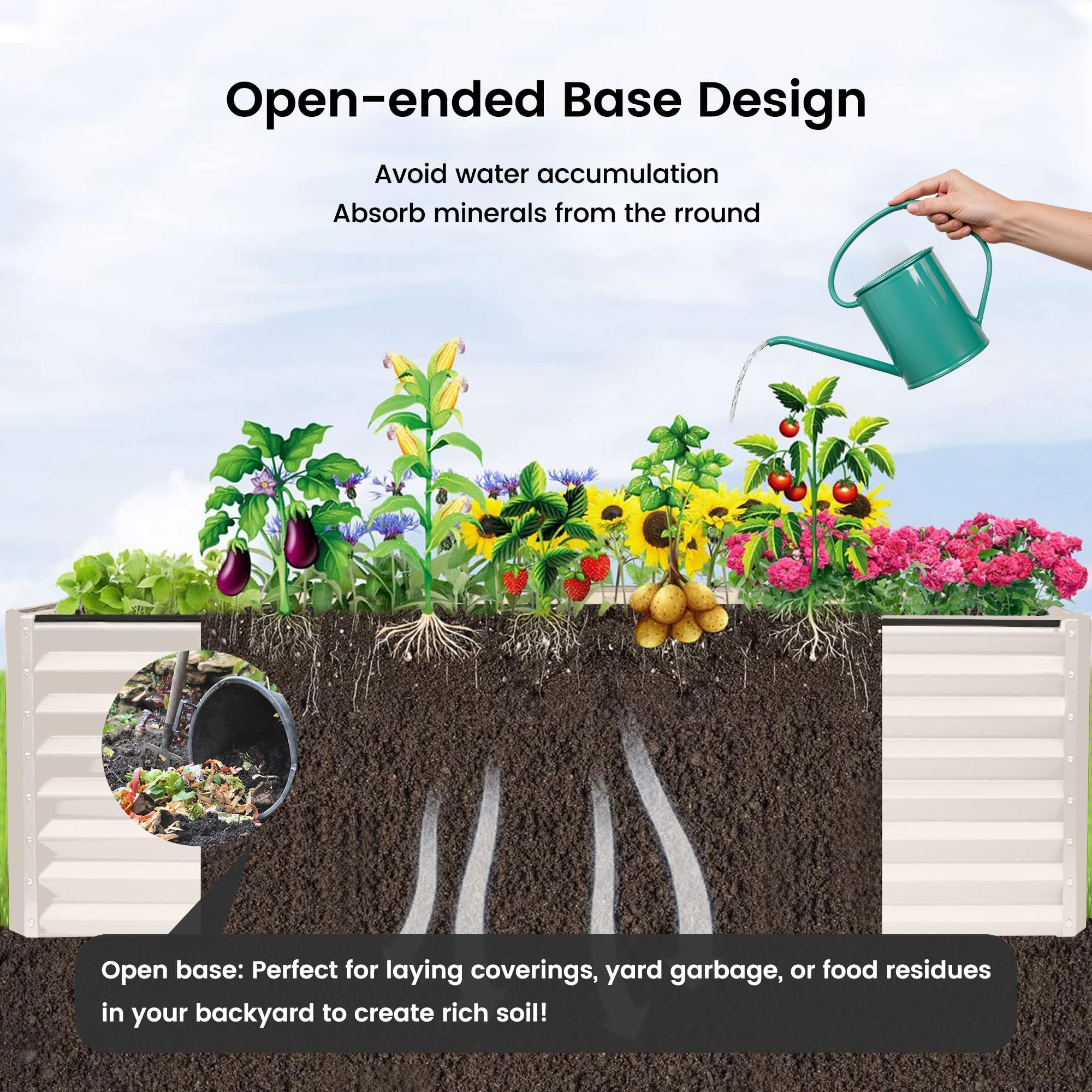 8×4×2 FT Galvanized Planter Box, Raised Garden Bed, Outdoor Above Ground Planter Extra Large Garden Box Kits for Vegetables, Flowers, Herbs (White)