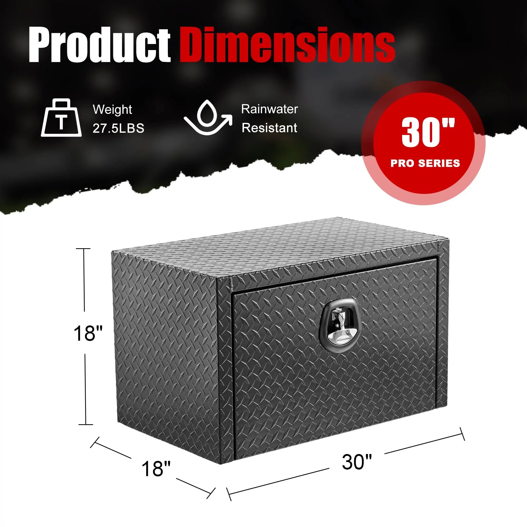 QIHAI Truck Bed Toolboxes,36 inch Aluminum Underbody Truck Tool Box Heavy Duty Underbed Toolbox Tool Storage Organizer Chest Waterproof Diamond Thread Plate Ideal for Pickup Truck ATV RV Trailer QIHAI