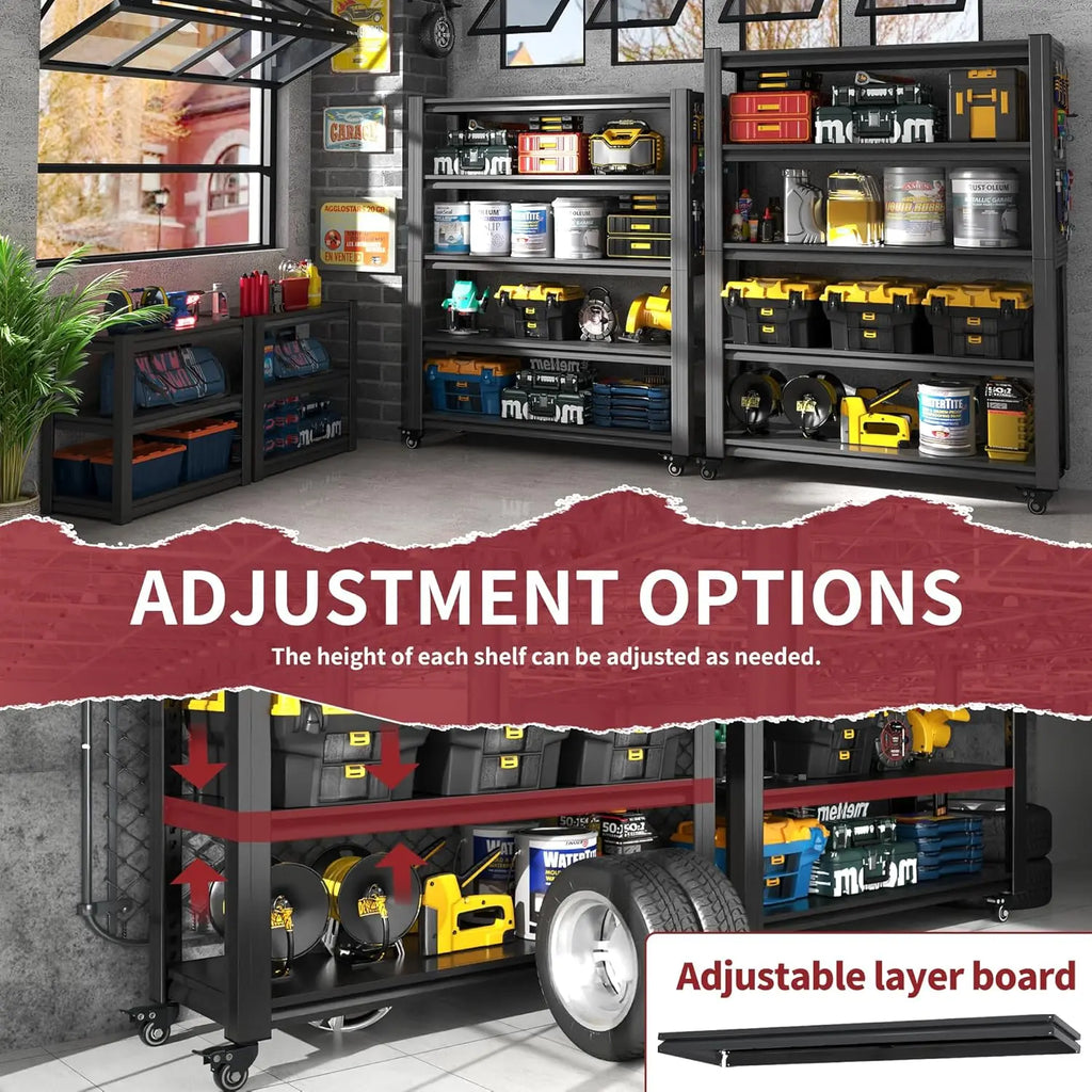 QIHAI 5 Tier Metal Shelves for Storage Garage Shelving 2000LBS Heavy Duty Storage Shelves Adjustable Garage Shelf Industrial Shelving Unit Storage Utility Rack,35.4" W*15.7" D*72" H,Black QIHAI