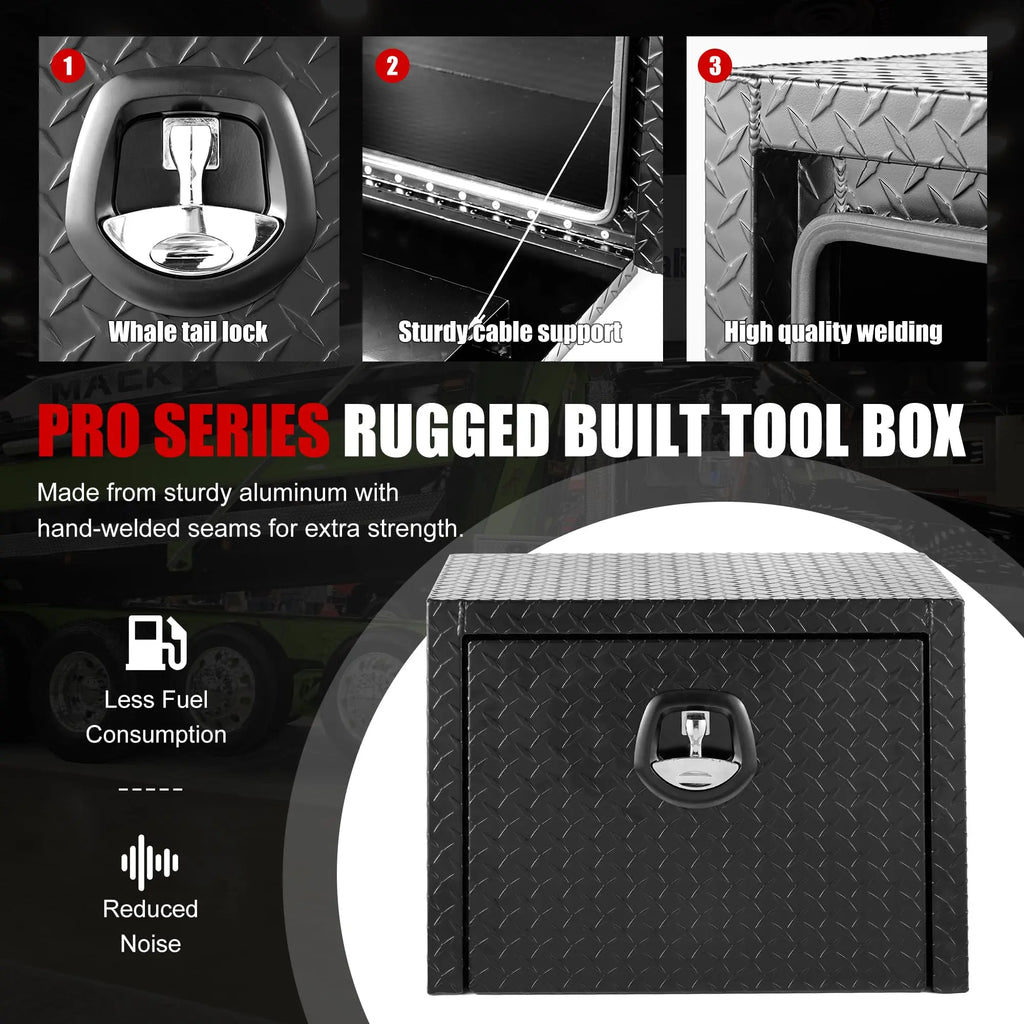 QIHAI Truck Bed Toolboxes,36 inch Aluminum Underbody Truck Tool Box Heavy Duty Underbed Toolbox Tool Storage Organizer Chest Waterproof Diamond Thread Plate Ideal for Pickup Truck ATV RV Trailer QIHAI
