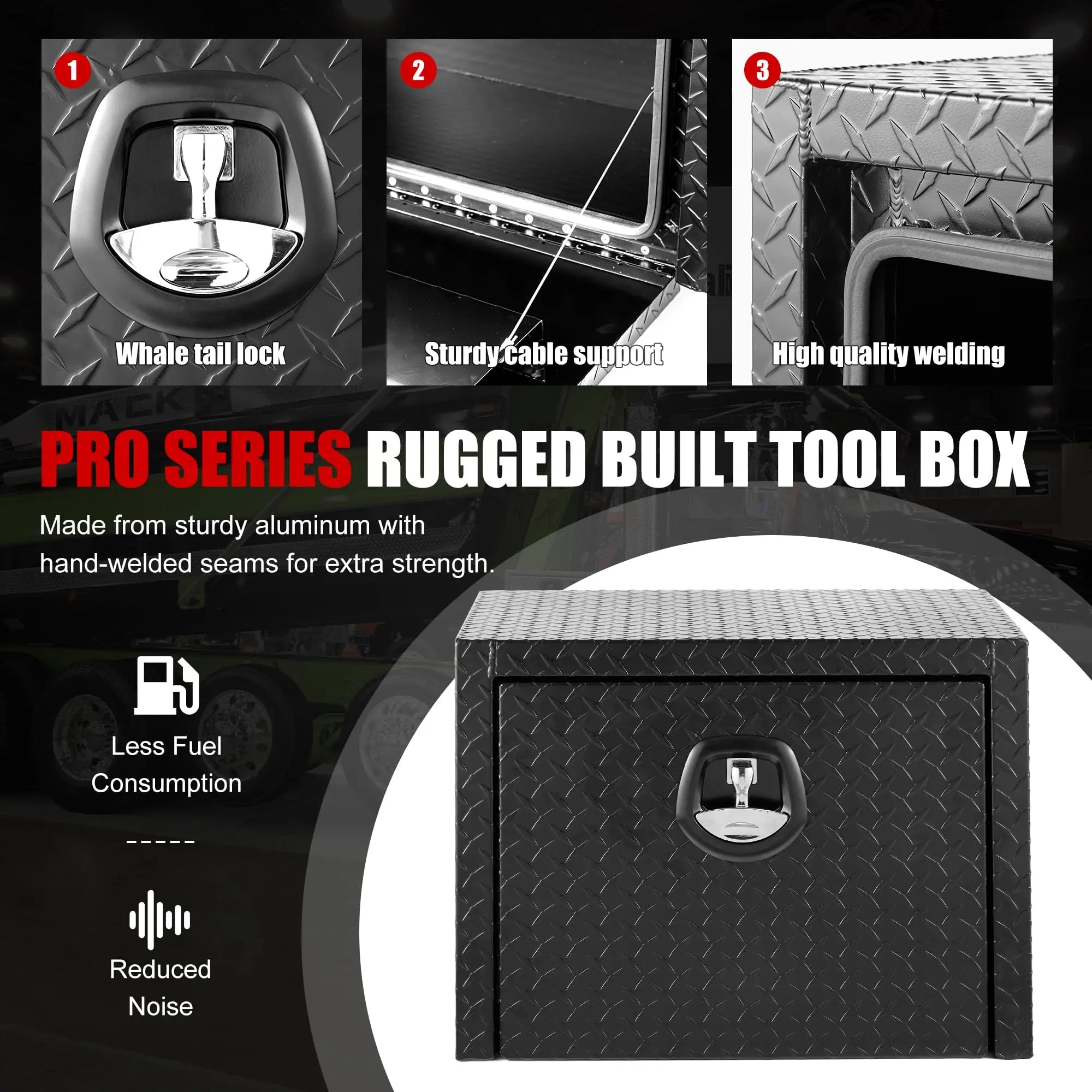 QIHAI Truck Bed Toolboxes,36 inch Aluminum Underbody Truck Tool Box Heavy Duty Underbed Toolbox Tool Storage Organizer Chest Waterproof Diamond Thread Plate Ideal for Pickup Truck ATV RV Trailer QIHAI