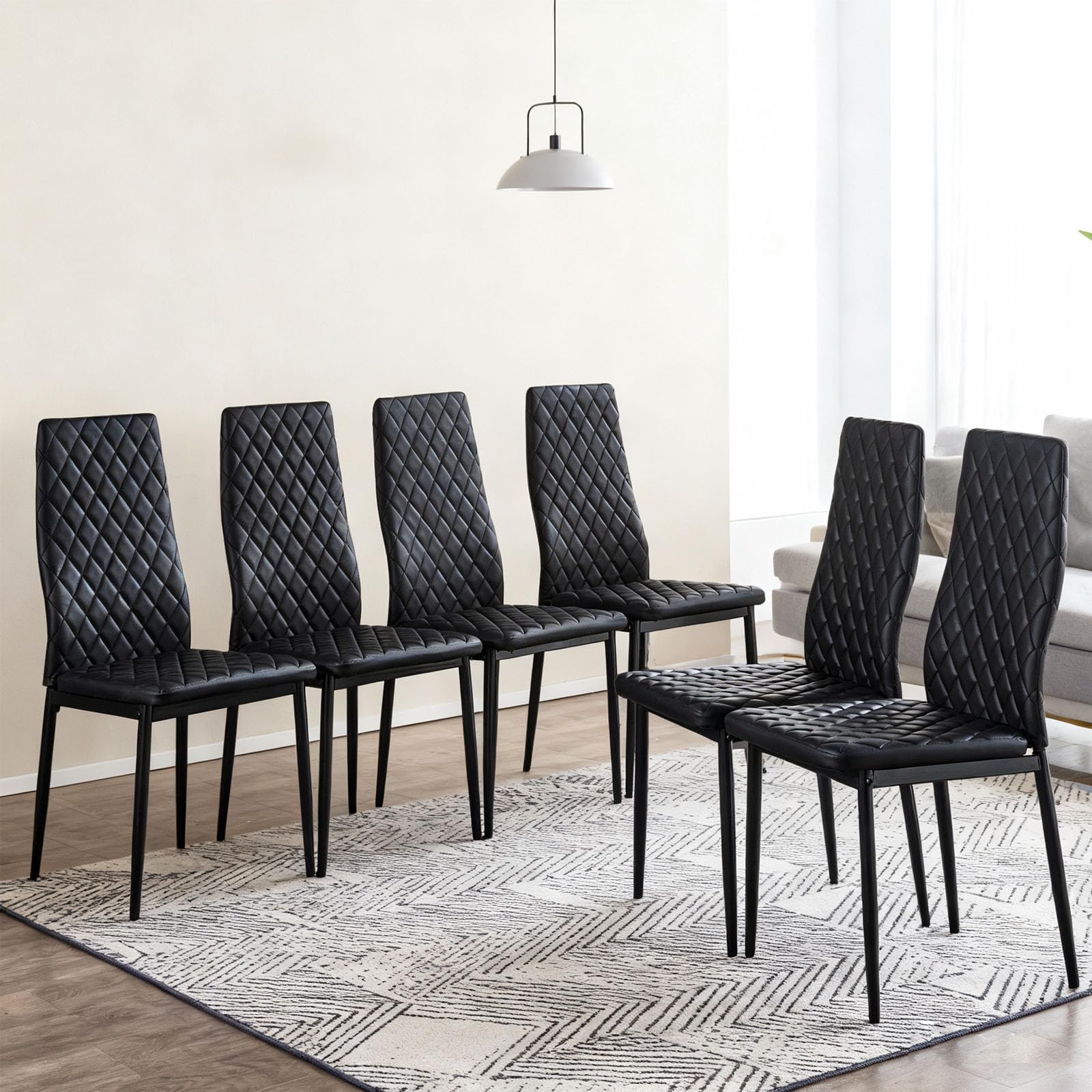 Dining Chairs Set of 4, Dining Chairs with Cushions, PU Leather Upholstered Kitchen Dining Room Chairs with Metal Legs for Dining Living Room (White, 4 PCS)