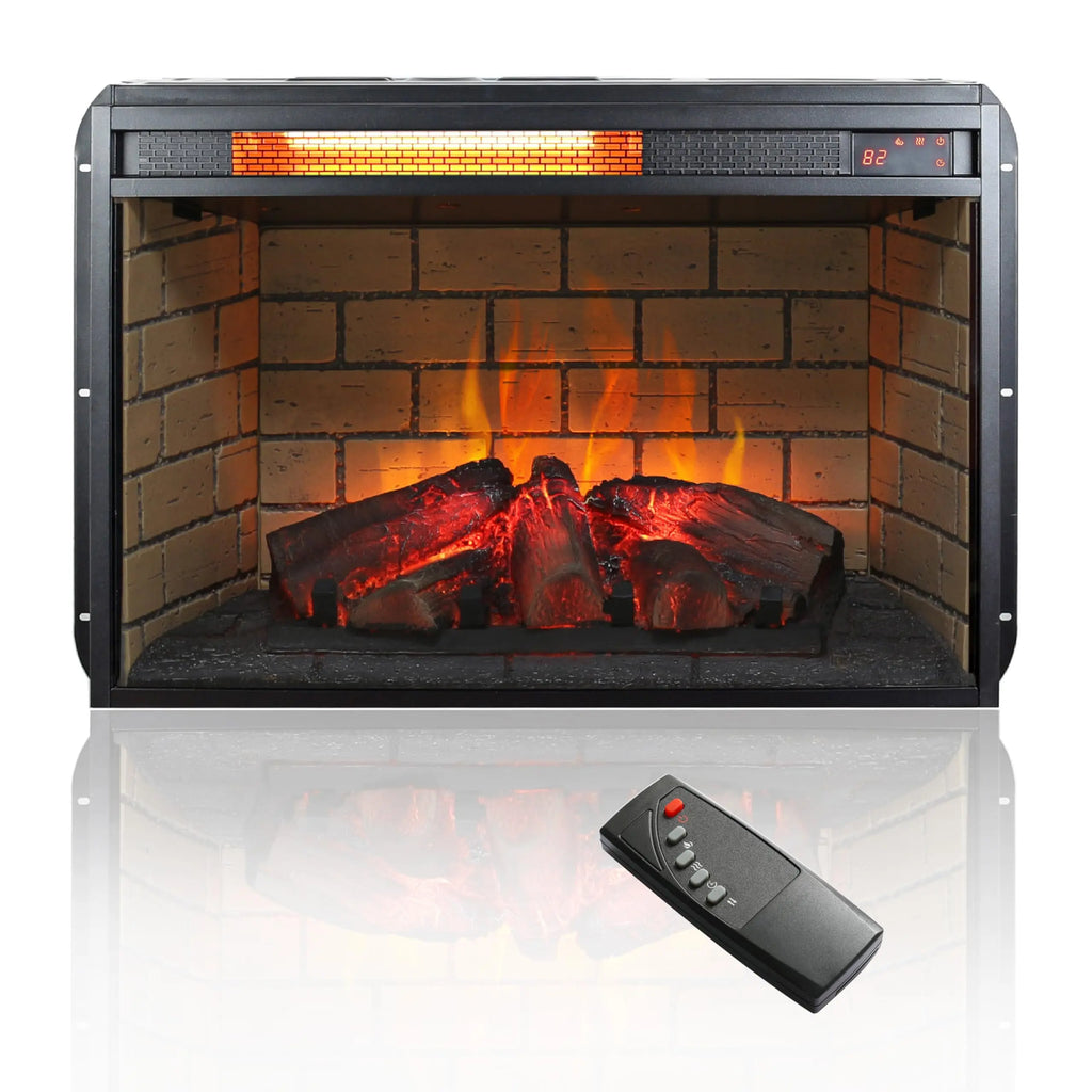 18 inch Electric Fireplace Insert, Ultra Thin Heater with Log Set & Realistic Flame, Overheating Protection (18 INCH) QIHAI