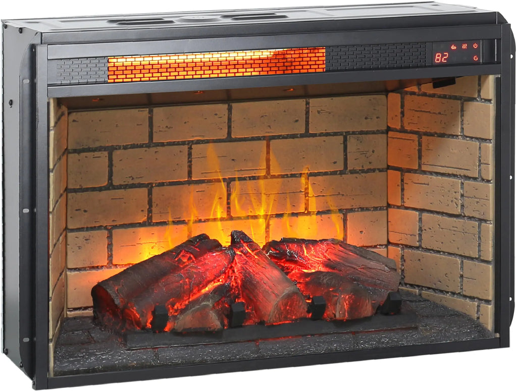 18 inch Electric Fireplace Insert, Ultra Thin Heater with Log Set & Realistic Flame, Overheating Protection (18 INCH) QIHAI