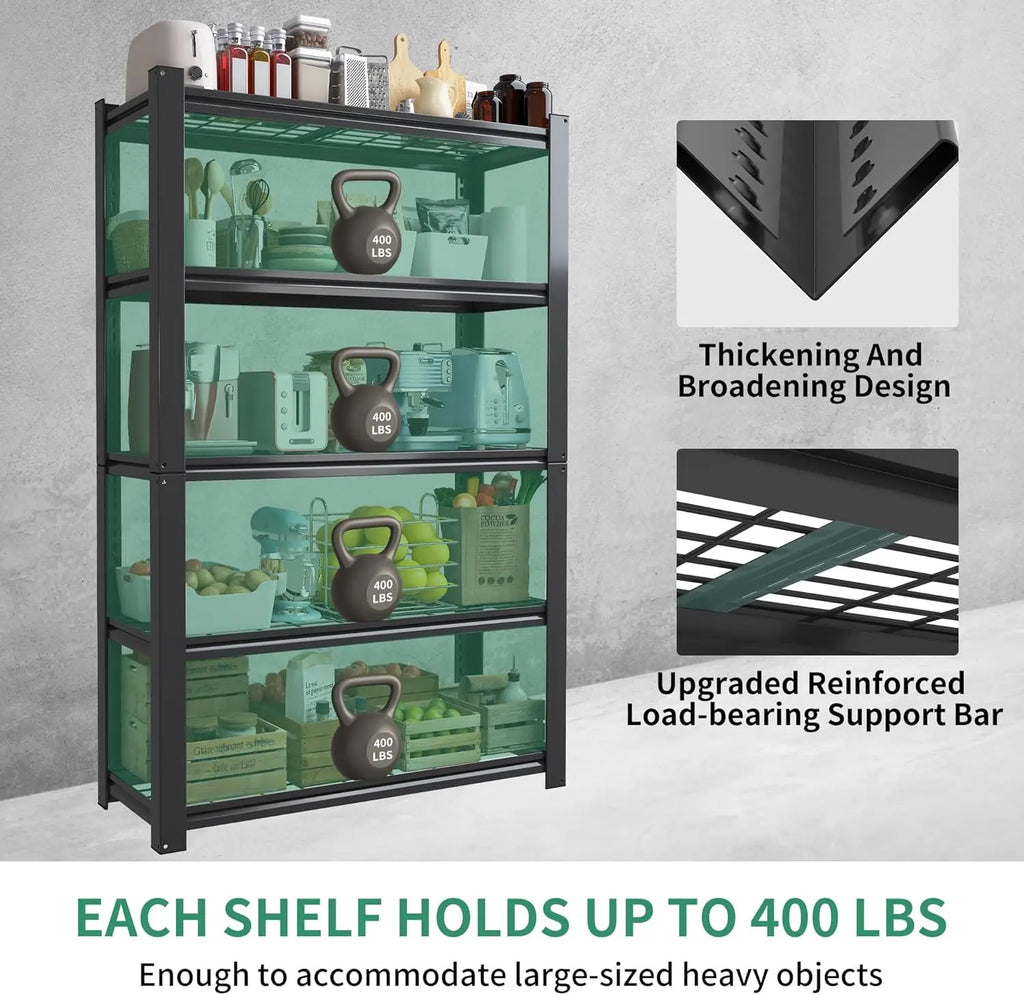 QIHAI 5 Tier Metal Shelves for Storage Garage Shelving 2000LBS Heavy Duty Storage Shelves Adjustable Garage Shelf Industrial Shelving Unit Storage Utility Rack,35.4" W*15.7" D*72" H,Black QIHAI