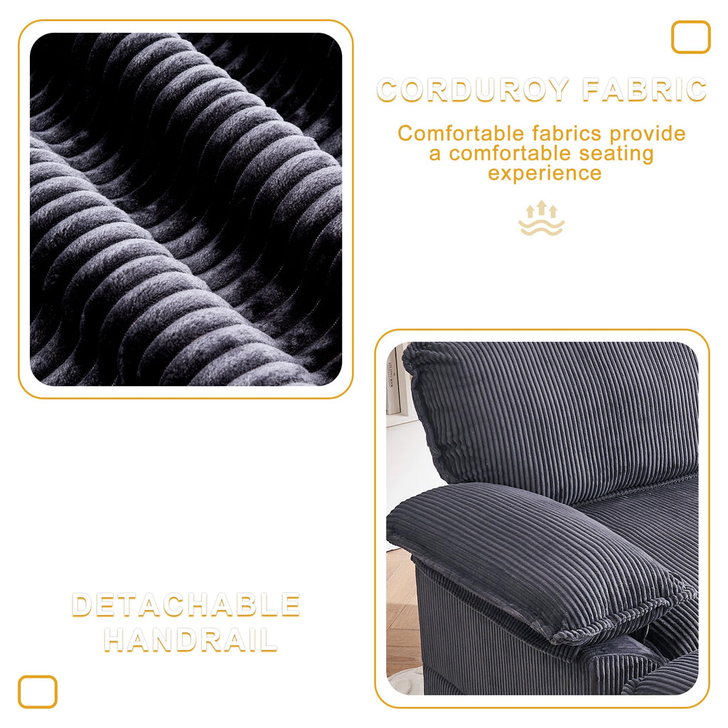 46.9" Extra-Large Reclining Sofa,Cloud Sofa Set, Equipped with 2 Soft Cushions. Single-Person Comfortable Sofa. Suitable for Living Rooms, Apartments and Offices (Black)