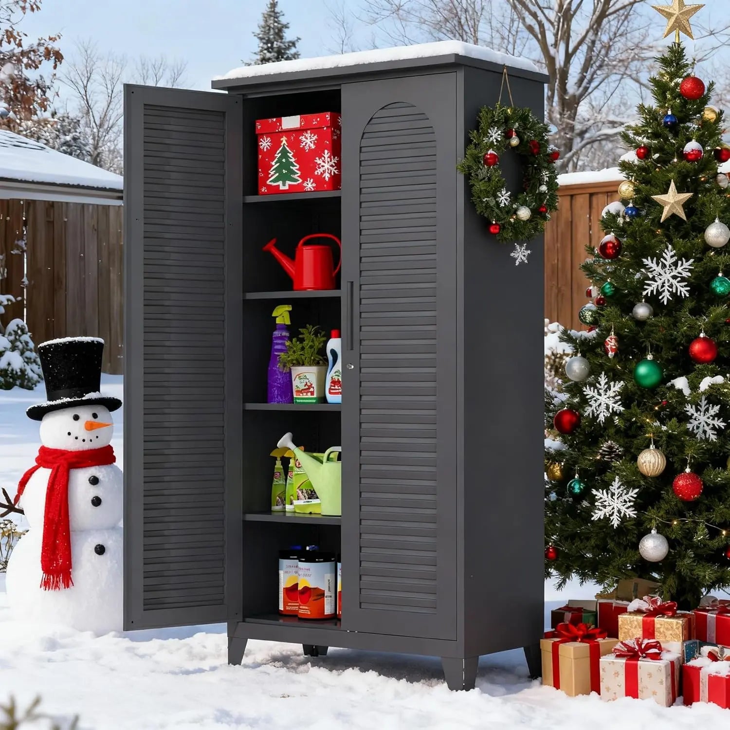 QIHAI Tool Chests & Cabinets,47'' Tall Metal Tool Storage Cabinet, with Ample Storage Space for Garage,Warehouse,Garden,Office, Living Room,Bathroom,Utility Room (47'' Tall + Slate + Steel) QIHAI
