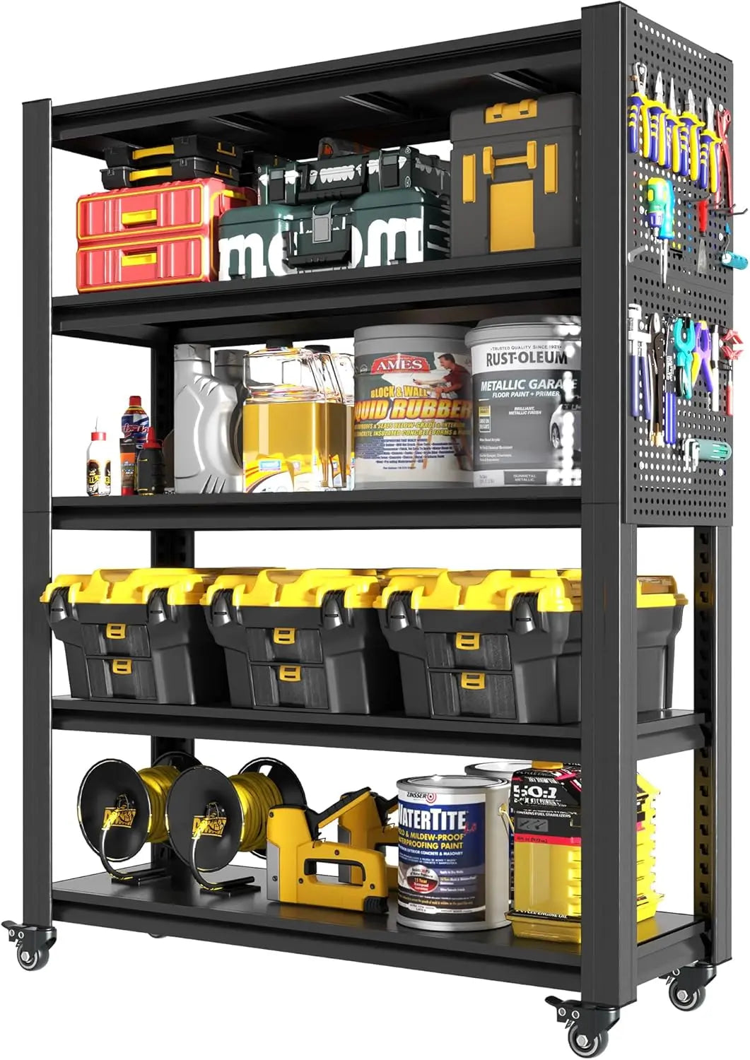 QIHAI 5 Tier Metal Shelves for Storage Garage Shelving 2000LBS Heavy Duty Storage Shelves Adjustable Garage Shelf Industrial Shelving Unit Storage Utility Rack,35.4" W*15.7" D*72" H,Black QIHAI