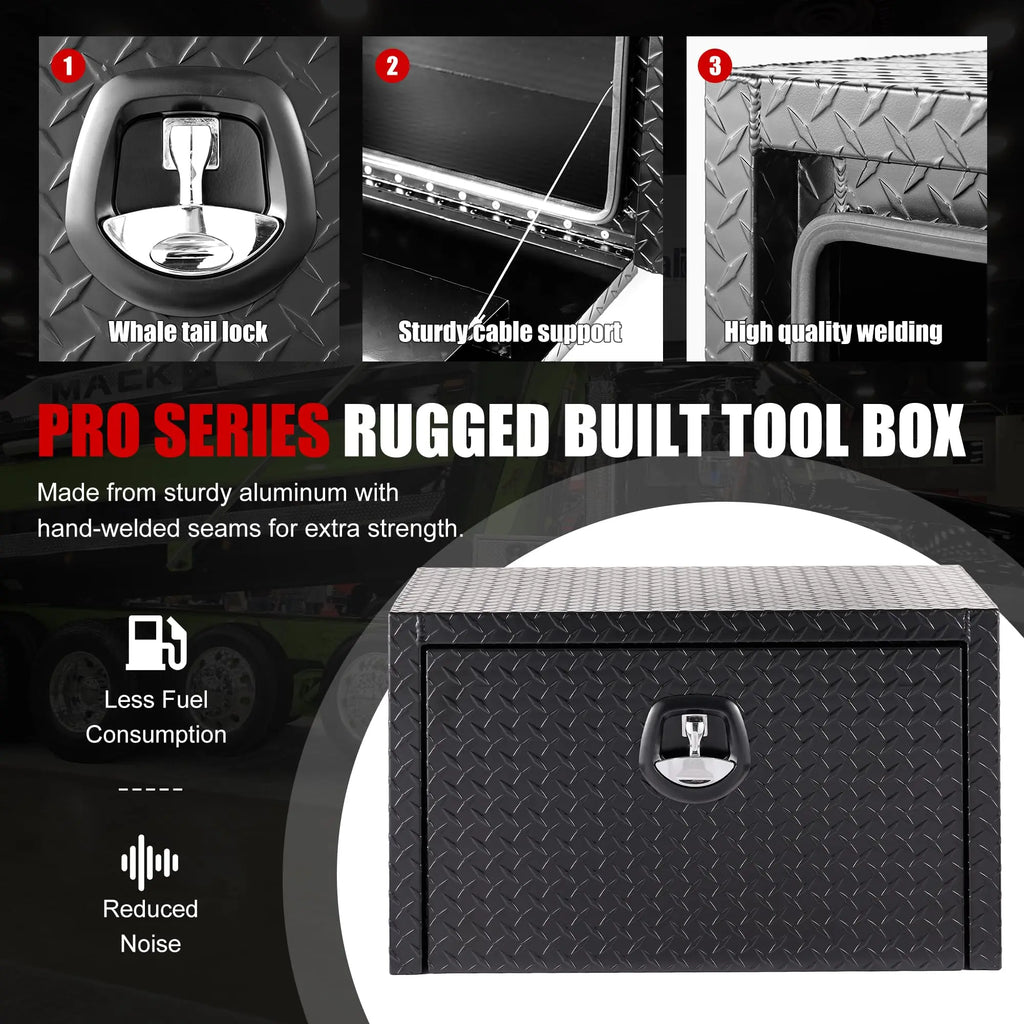 QIHAI Truck Bed Toolboxes,36 inch Aluminum Underbody Truck Tool Box Heavy Duty Underbed Toolbox Tool Storage Organizer Chest Waterproof Diamond Thread Plate Ideal for Pickup Truck ATV RV Trailer QIHAI