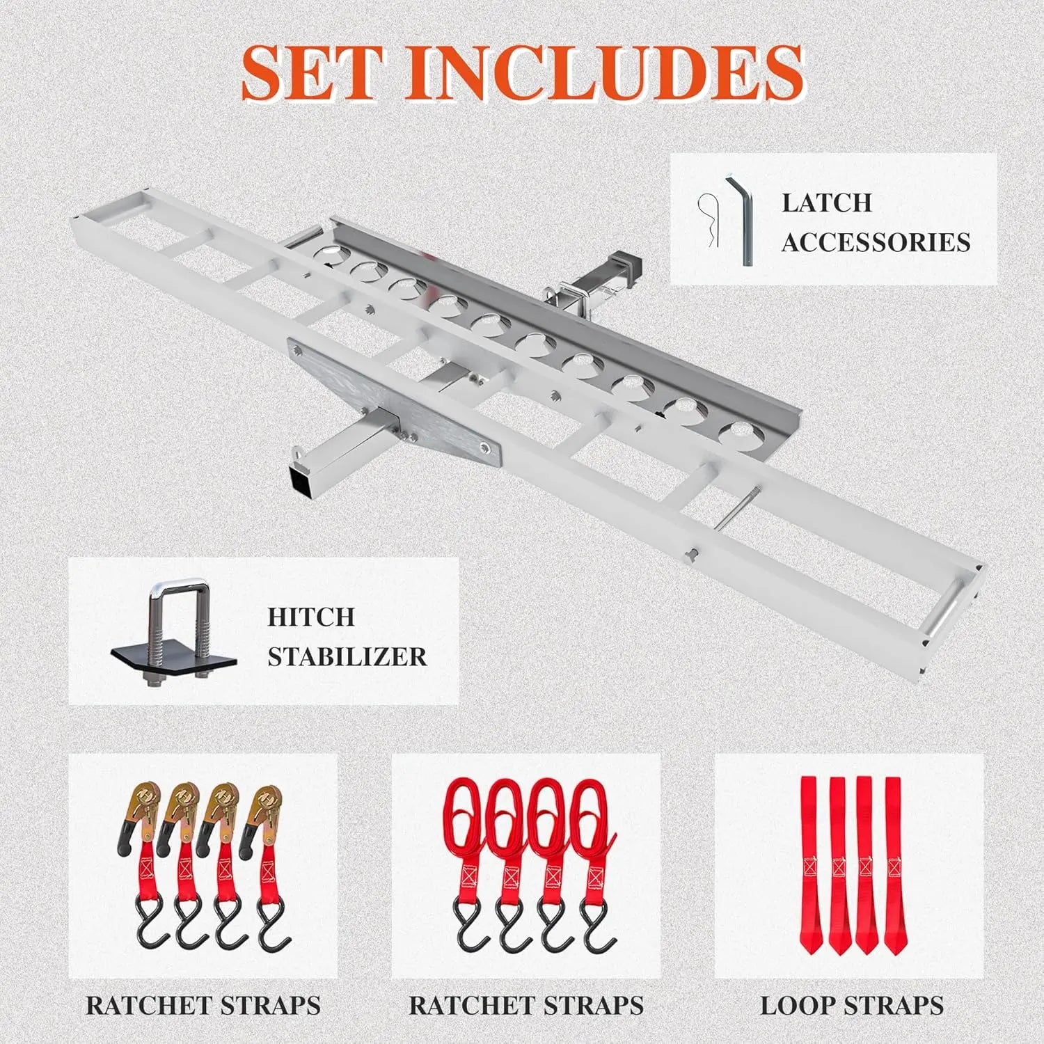 Aluminum Motorcycle Hitch Mount Carrier, Dirt Bike Rack with Loading Ramp, 400lb Capacity with Anti-Rattle Stabilizer, Fits 2" Receiver,Lightweight & Rust-Resistant QIHAI