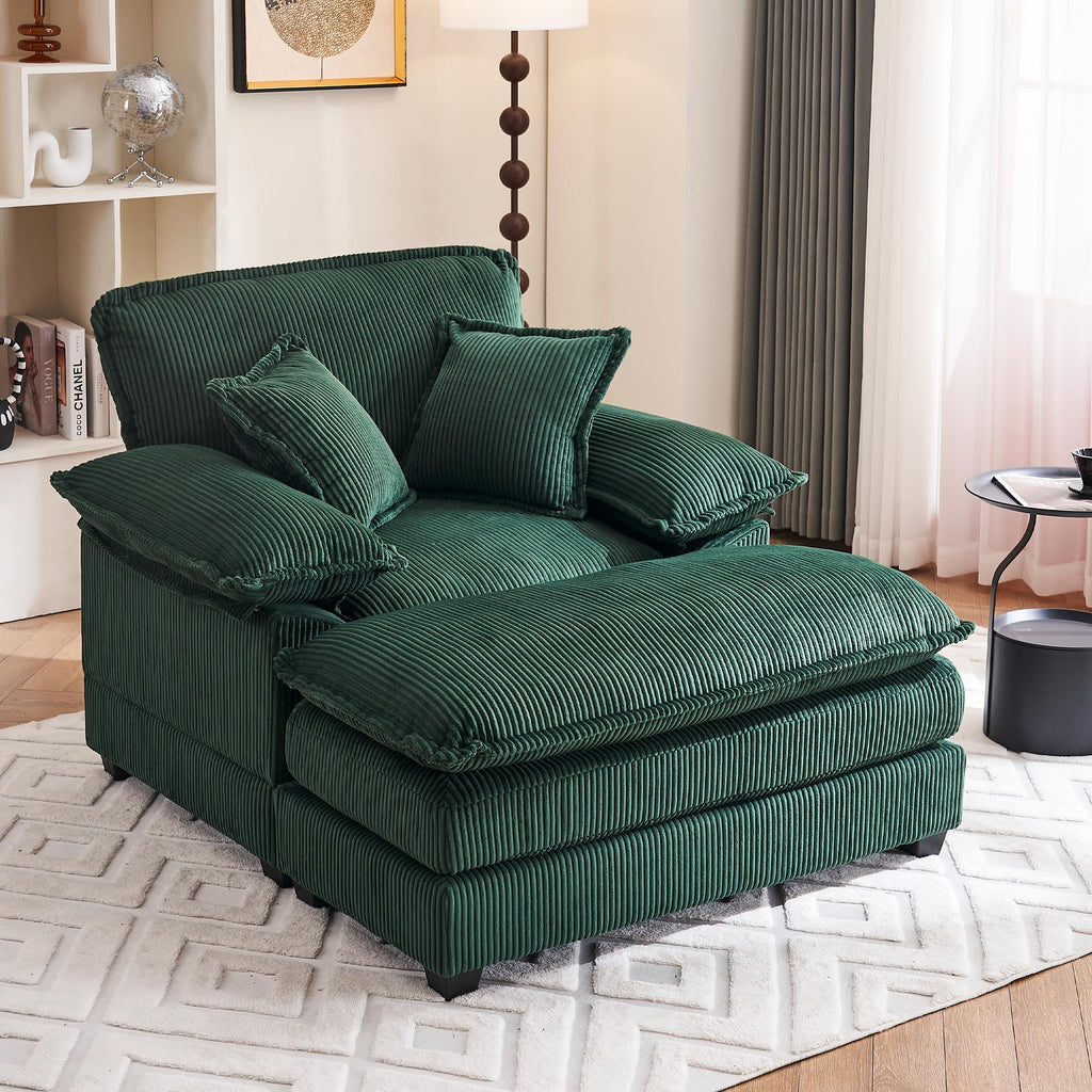 46.9" Extra-Large Reclining Sofa,Cloud Sofa Set, Equipped with 2 Soft Cushions. Single-Person Comfortable Sofa. Suitable for Living Rooms, Apartments and Offices (Black)