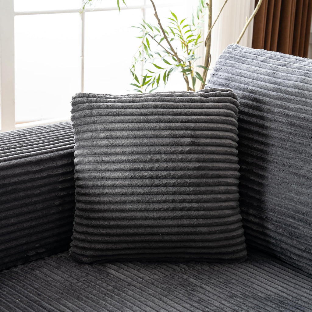 Living Room Wide Armchair Sofa, Modern Modular Recliner Sofa, L-Shaped Cloud Sofa, No Assembly Required, Corduroy Fabric, Soft and Comfortable (Foam + Gray + Corduroy + 3 Seat)