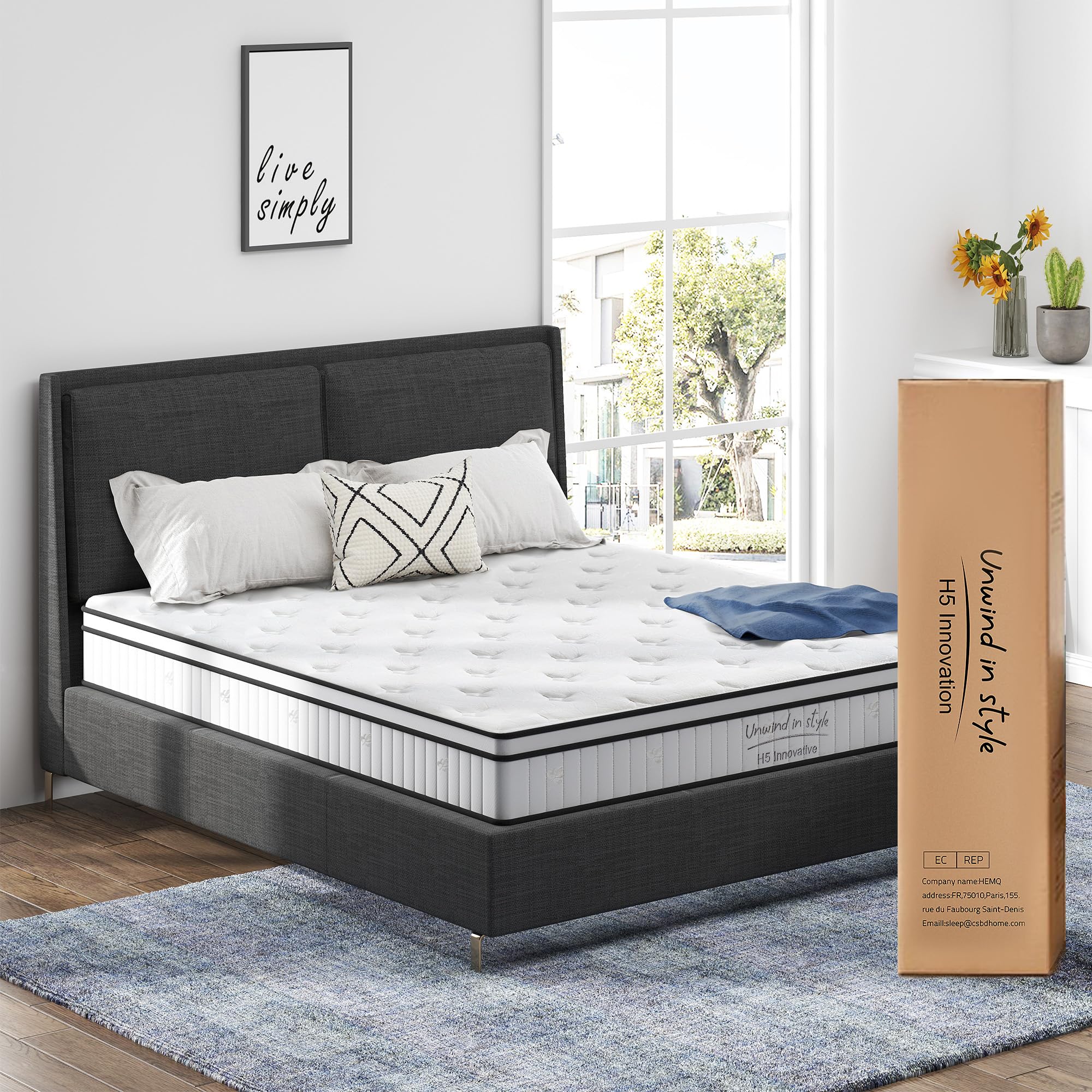 Twin Mattress 12 Inch, Memory Foam Mattress with Pocket Spring, Soft & Comfortable Medium Firm (12 inch, Twin)