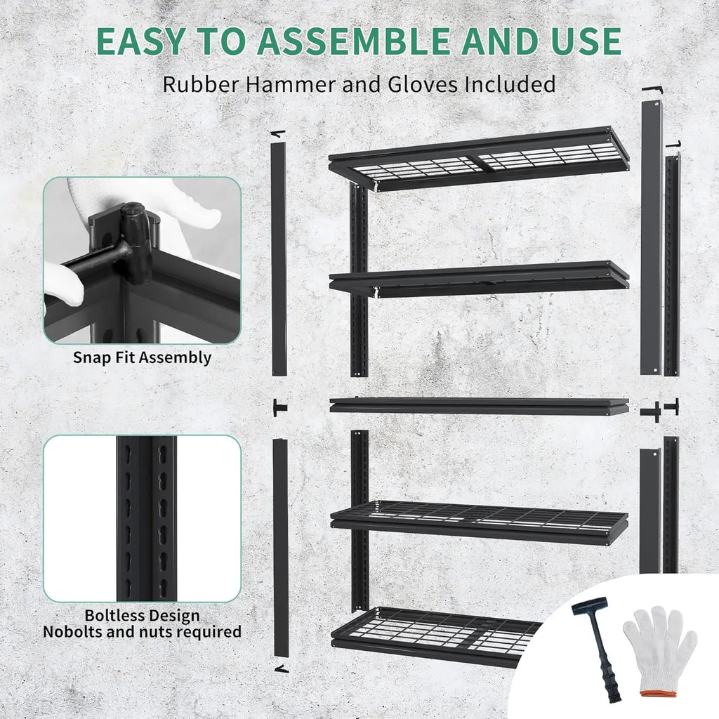 QIHAI 5 Tier Metal Shelves for Storage Garage Shelving 2000LBS Heavy Duty Storage Shelves Adjustable Garage Shelf Industrial Shelving Unit Storage Utility Rack,35.4" W*15.7" D*72" H,Black QIHAI