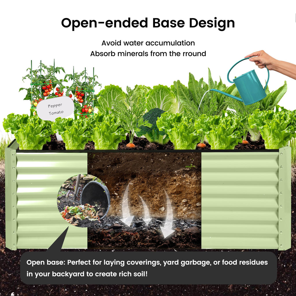 8×4×2 FT Galvanized Planter Box, Raised Garden Bed, Outdoor Above Ground Planter Extra Large Garden Box Kits for Vegetables, Flowers, Herbs (White)