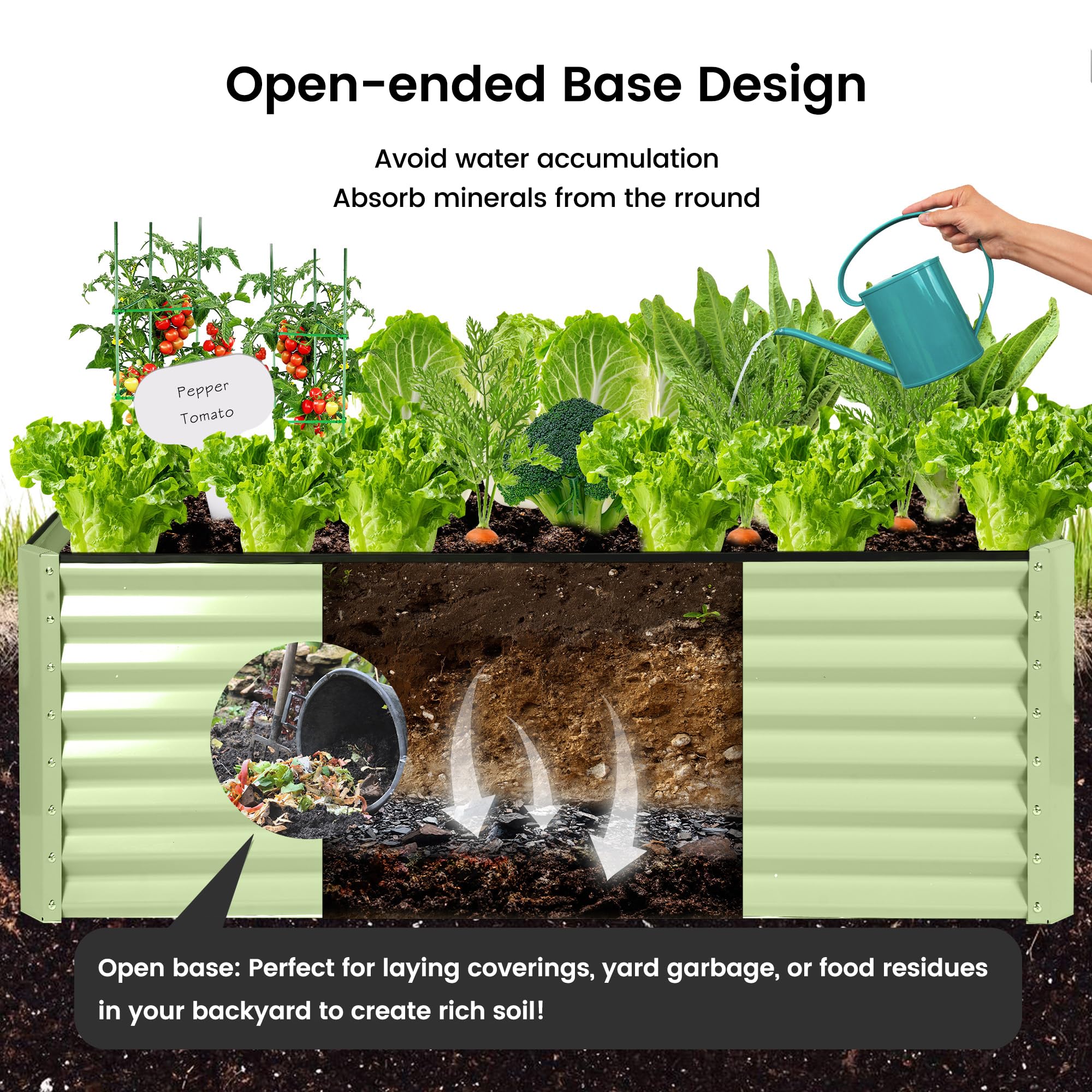 8×4×2 FT Galvanized Planter Box, Raised Garden Bed, Outdoor Above Ground Planter Extra Large Garden Box Kits for Vegetables, Flowers, Herbs (White)