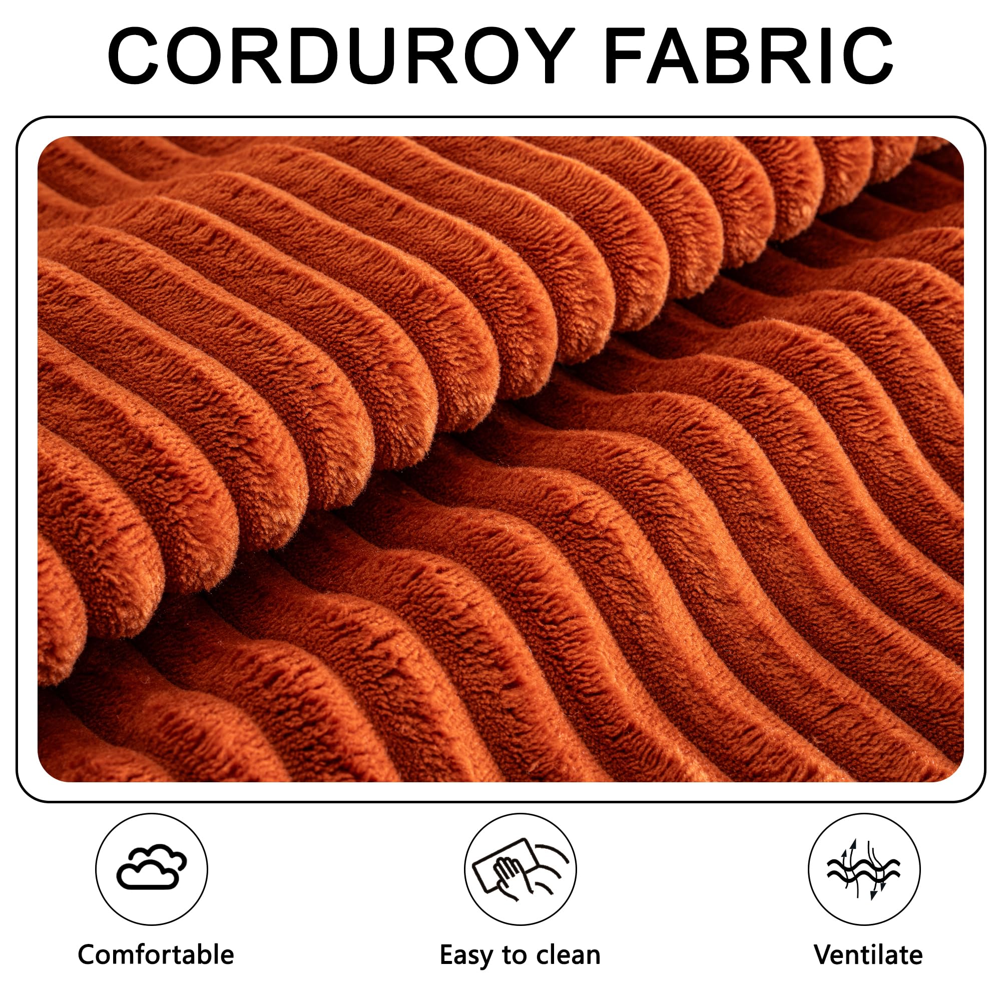 Living Room Wide Armchair Sofa, Modern Modular Recliner Sofa, L-Shaped Cloud Sofa, No Assembly Required, Corduroy Fabric, Soft and Comfortable (Foam + Gray + Corduroy + 3 Seat)