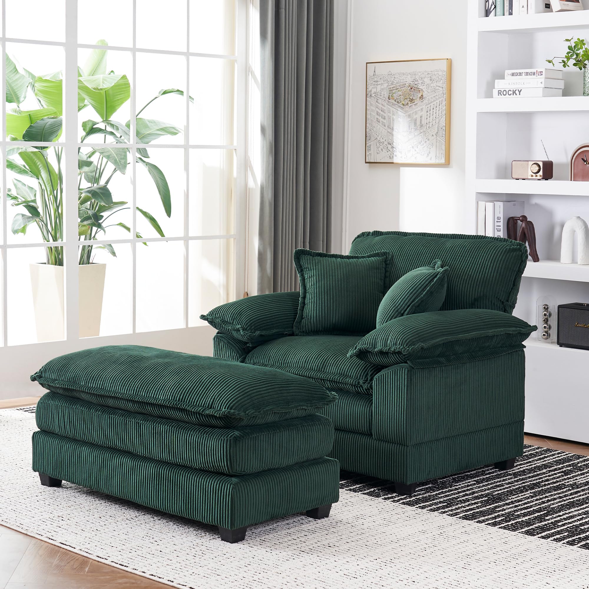 46.9" Extra-Large Reclining Sofa,Cloud Sofa Set, Equipped with 2 Soft Cushions. Single-Person Comfortable Sofa. Suitable for Living Rooms, Apartments and Offices (Black)