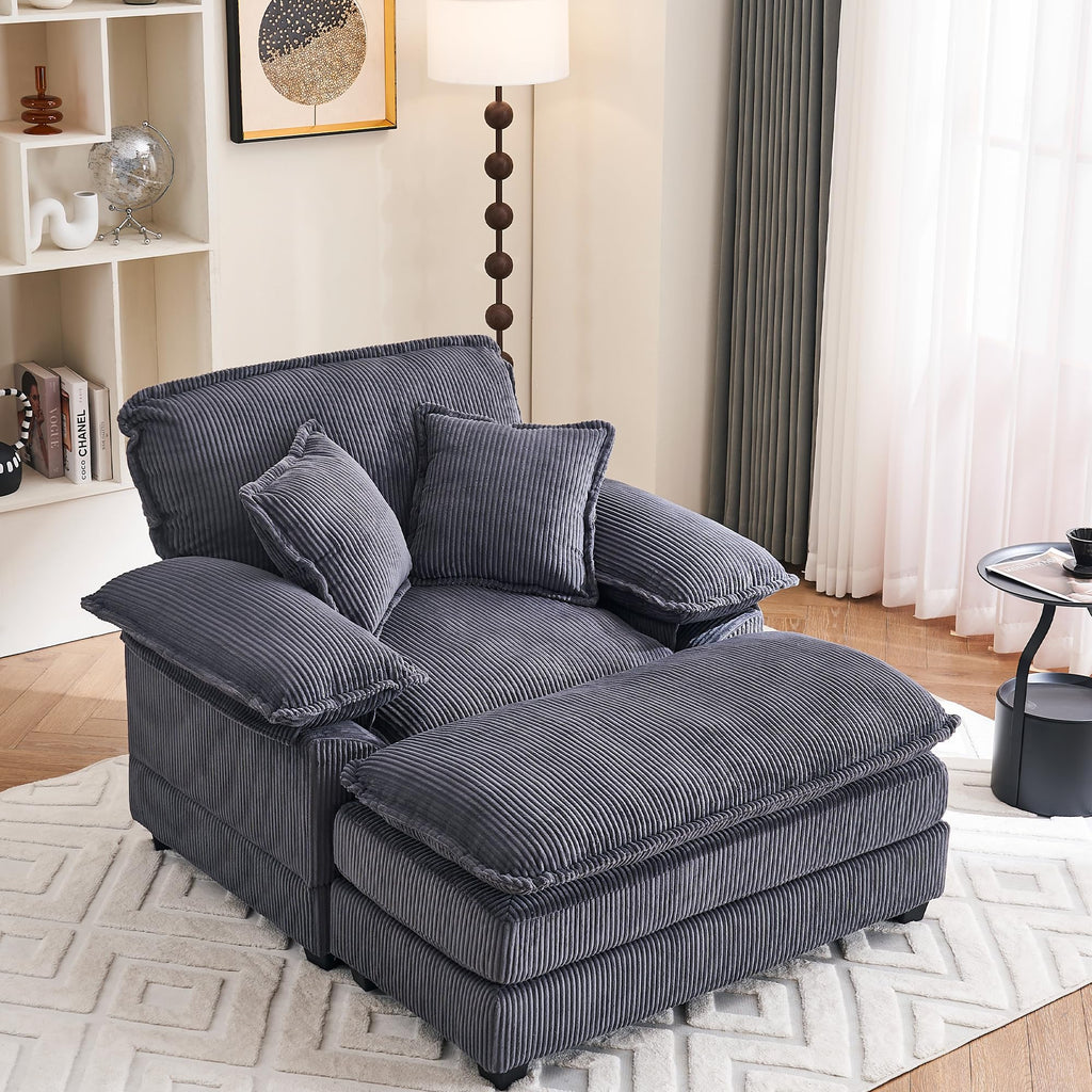 46.9" Extra-Large Reclining Sofa,Cloud Sofa Set, Equipped with 2 Soft Cushions. Single-Person Comfortable Sofa. Suitable for Living Rooms, Apartments and Offices (Black)