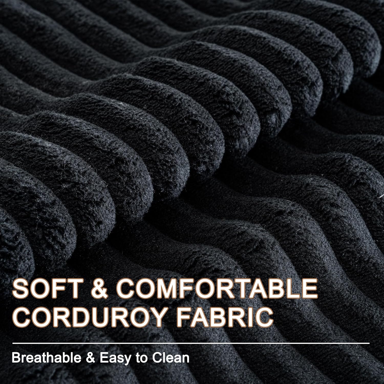 130" Oversized Cloud Boneless Sofa Couch with Chaise, Modern Corduroy U Shaped Modular Sectional Sofa with Deep Seat, No Assembly Required (Foam + White + Corduroy + 3 Seat)