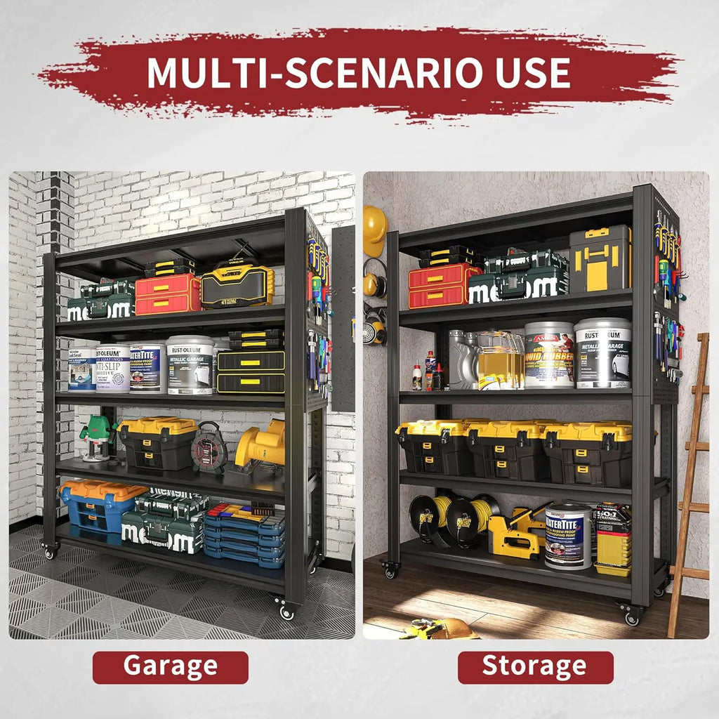QIHAI 5 Tier Metal Shelves for Storage Garage Shelving 2000LBS Heavy Duty Storage Shelves Adjustable Garage Shelf Industrial Shelving Unit Storage Utility Rack,35.4" W*15.7" D*72" H,Black QIHAI