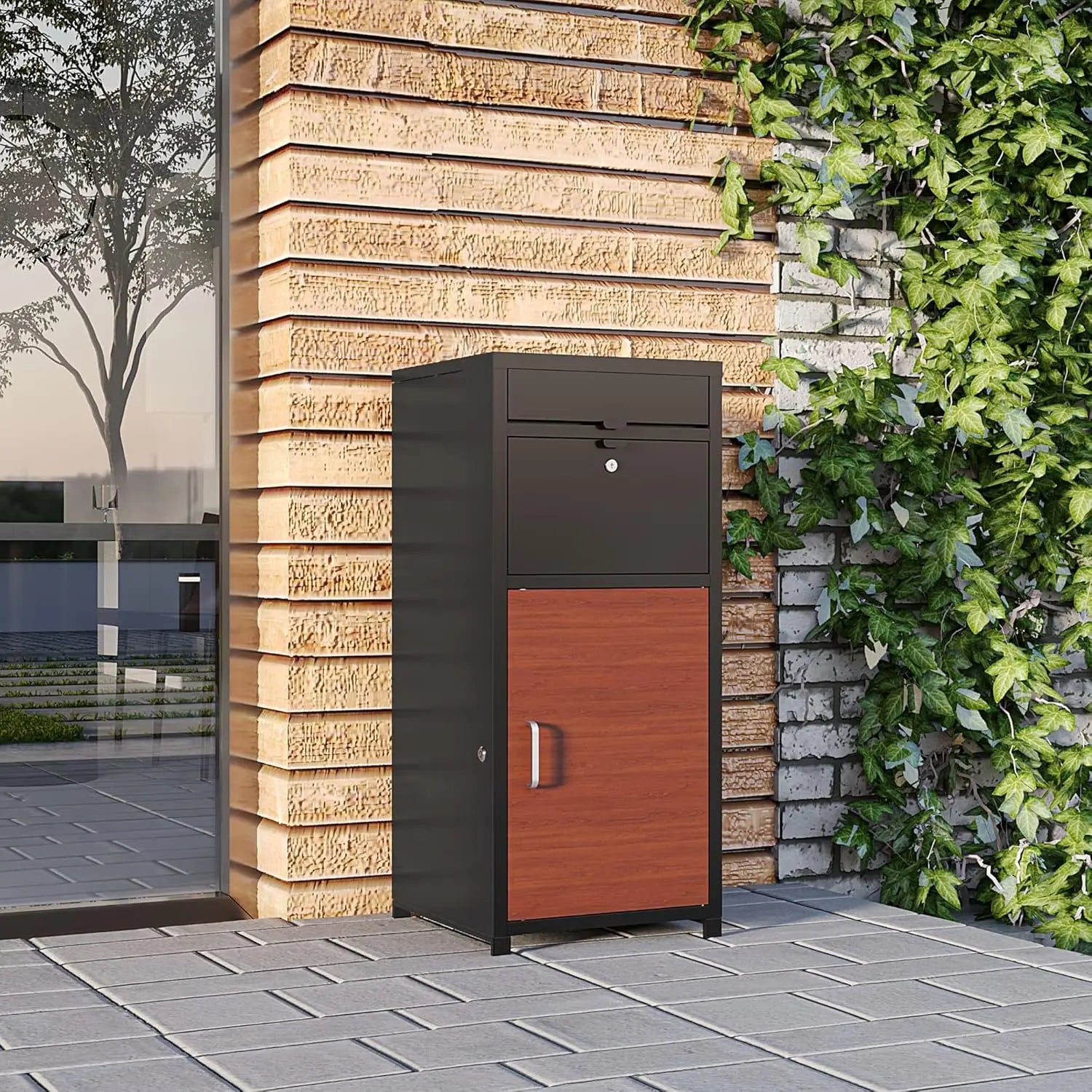 Package Drop Boxes & Lockers,Courier Locker with Mechanical Lock,Floor Standing Parcel Locker, Burglar Resistant Stopper, for Porch Curbside QIHAI